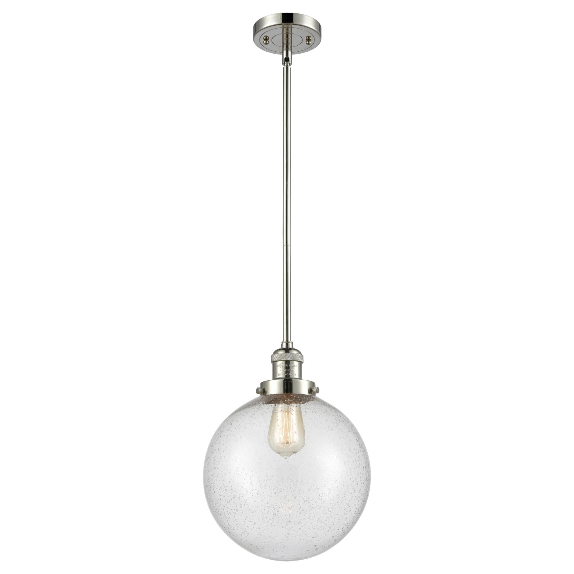 Shown in Polished Nickel finish and Seedy glass