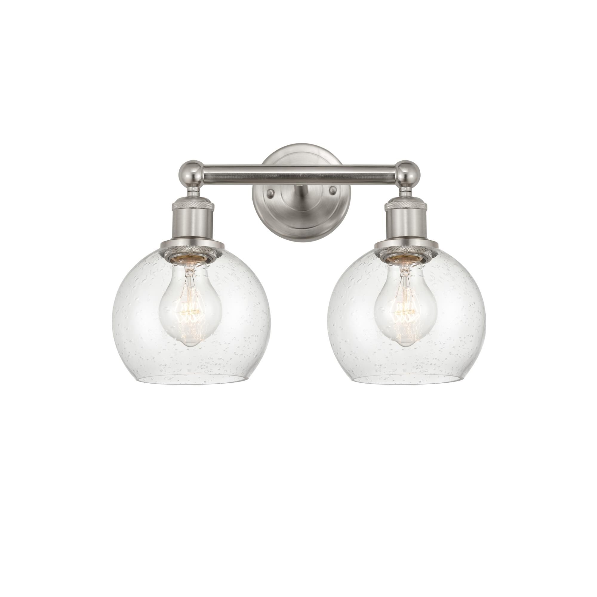 Shown in Brushed Satin Nickel, Seedy finish and Seedy glass and Seedy Glass shade