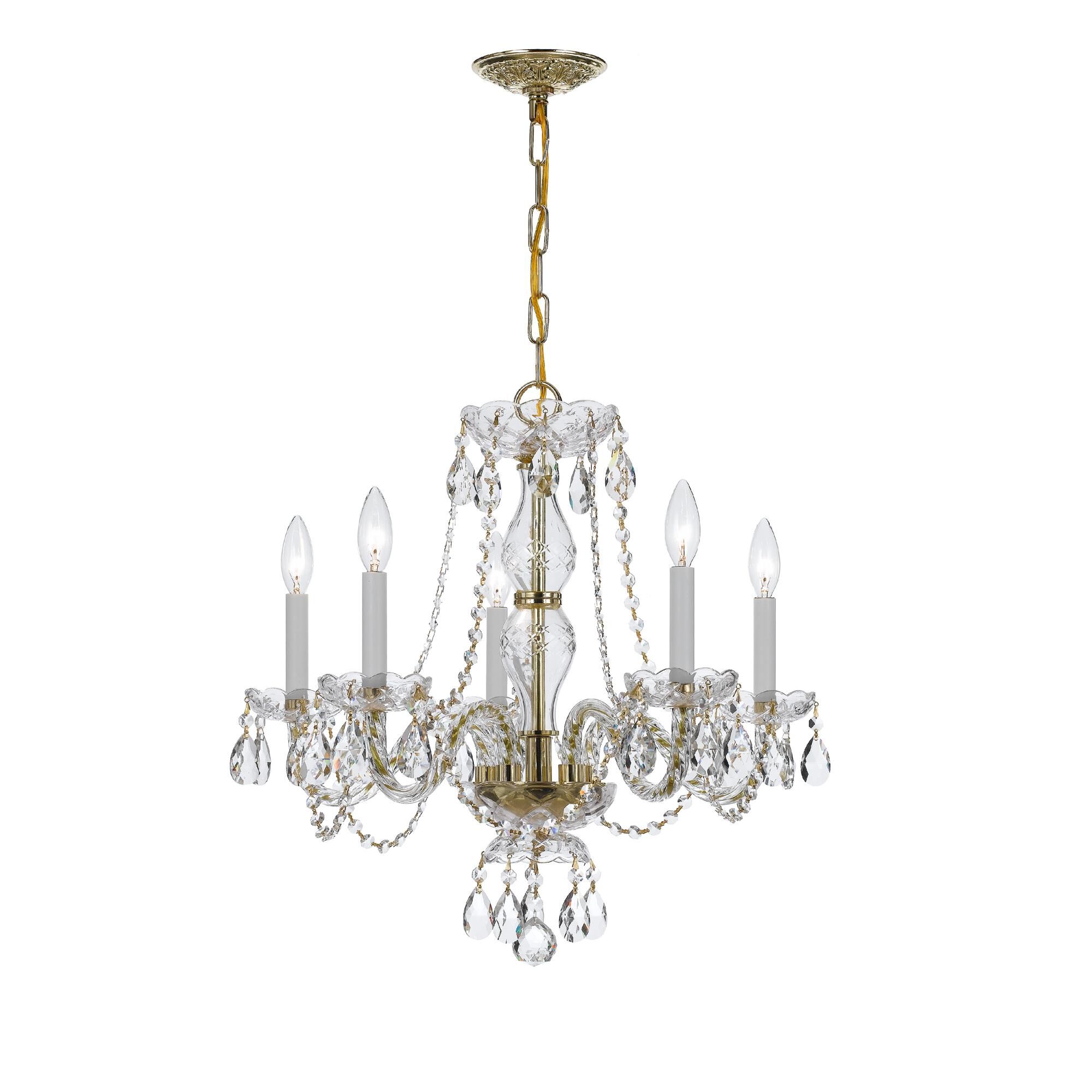 Shown in Polished Brass finish and Clear Italian crystal