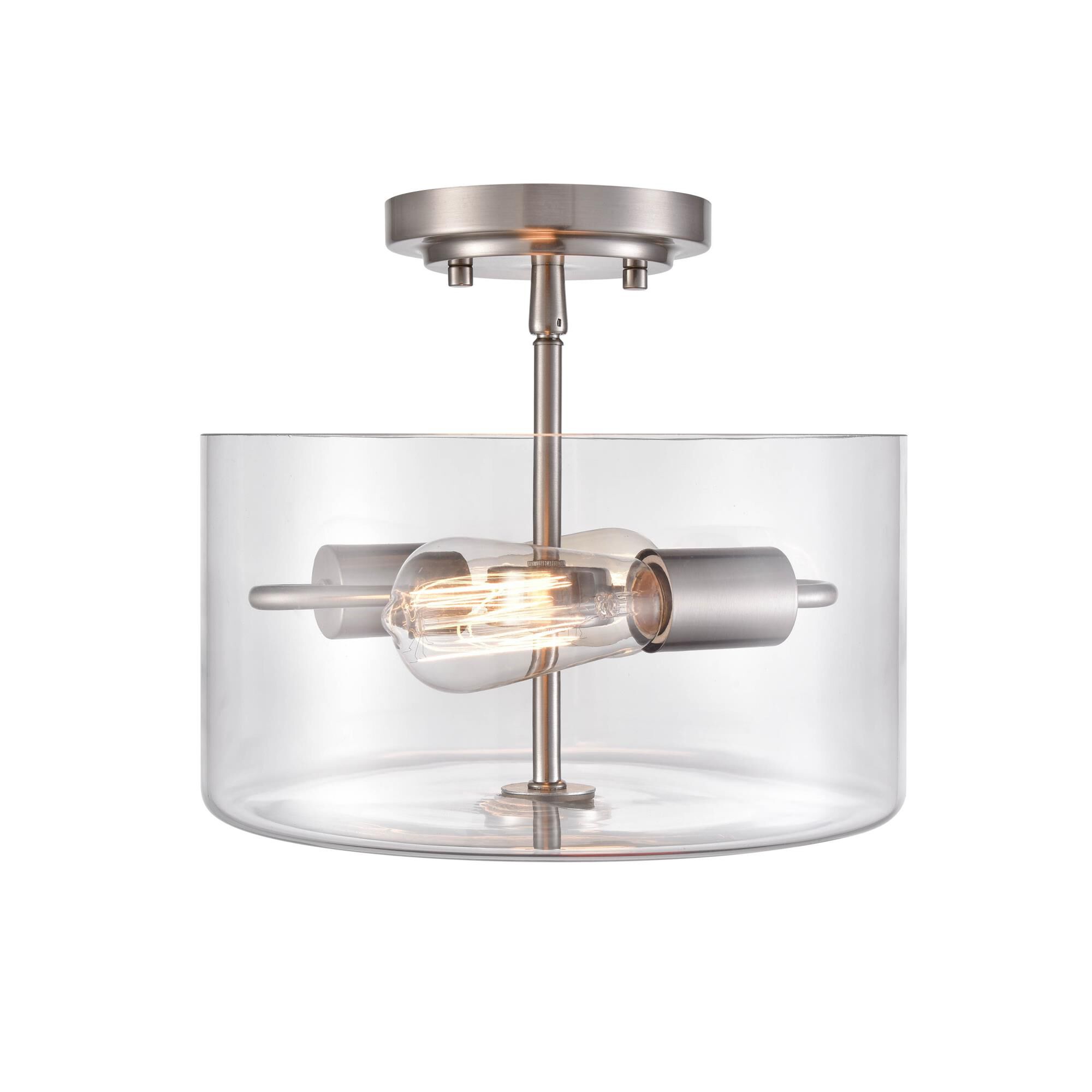 Shown in Brushed Nickel finish and Clear glass