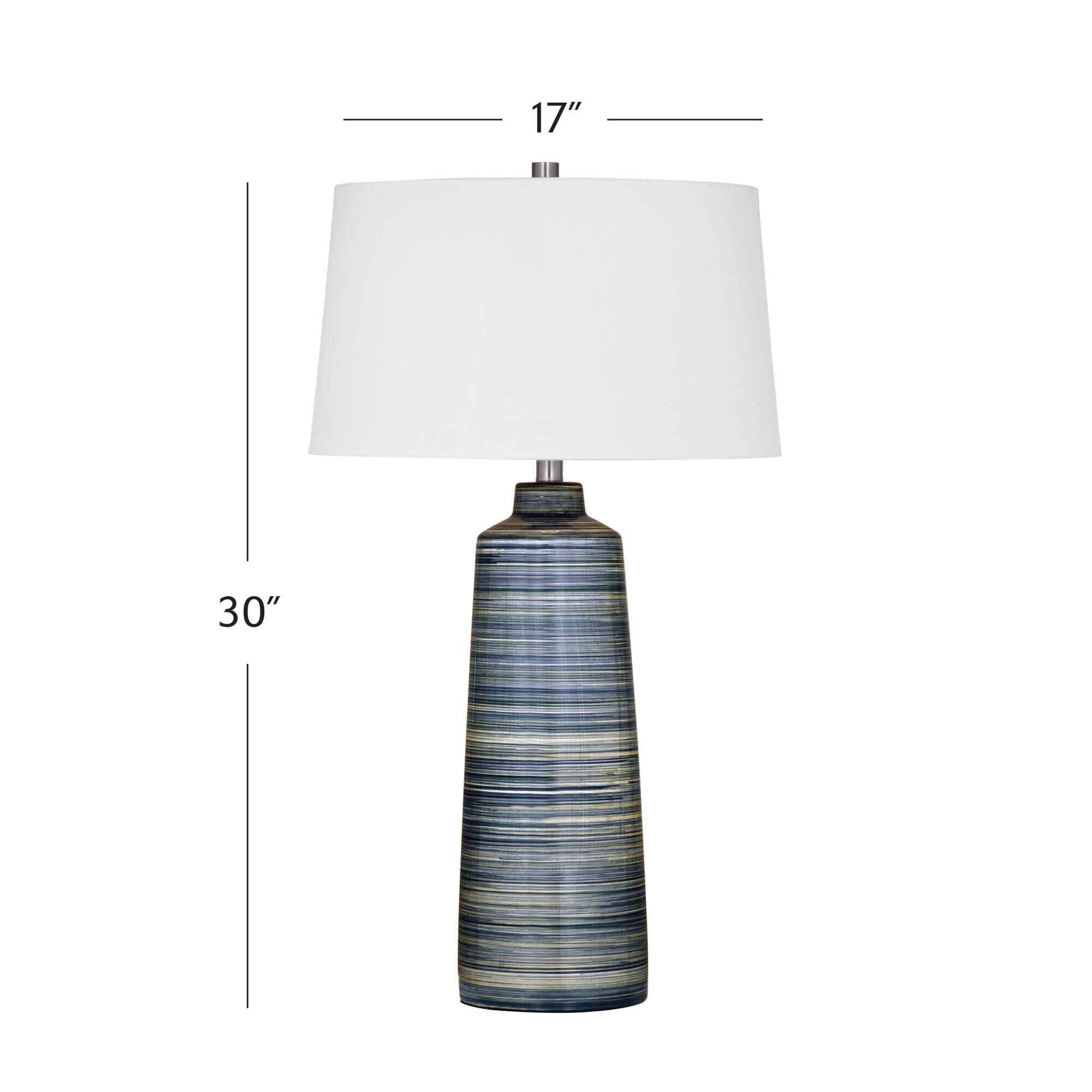 Shown in Brushed Blue and White finish and White shade