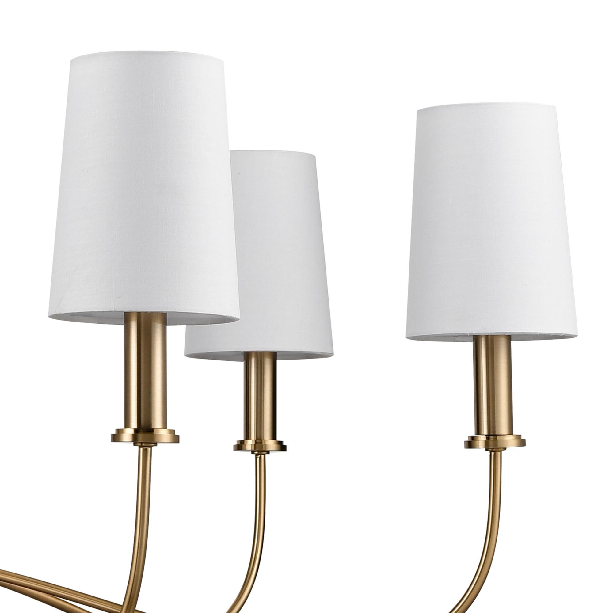 Shown in Brass finish and White Cotton Shade glass and White Cotton shade