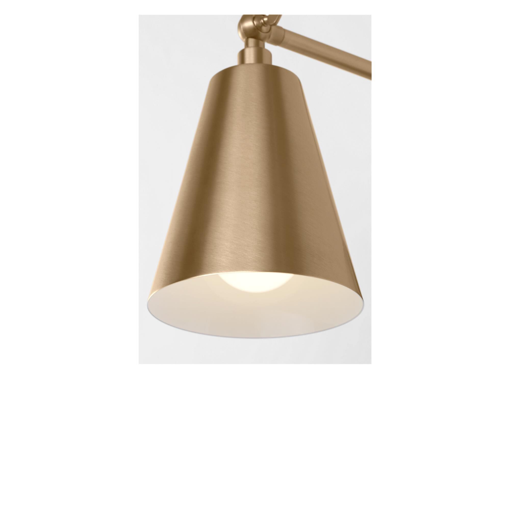 Shown in Satin Brass finish and Steel shade