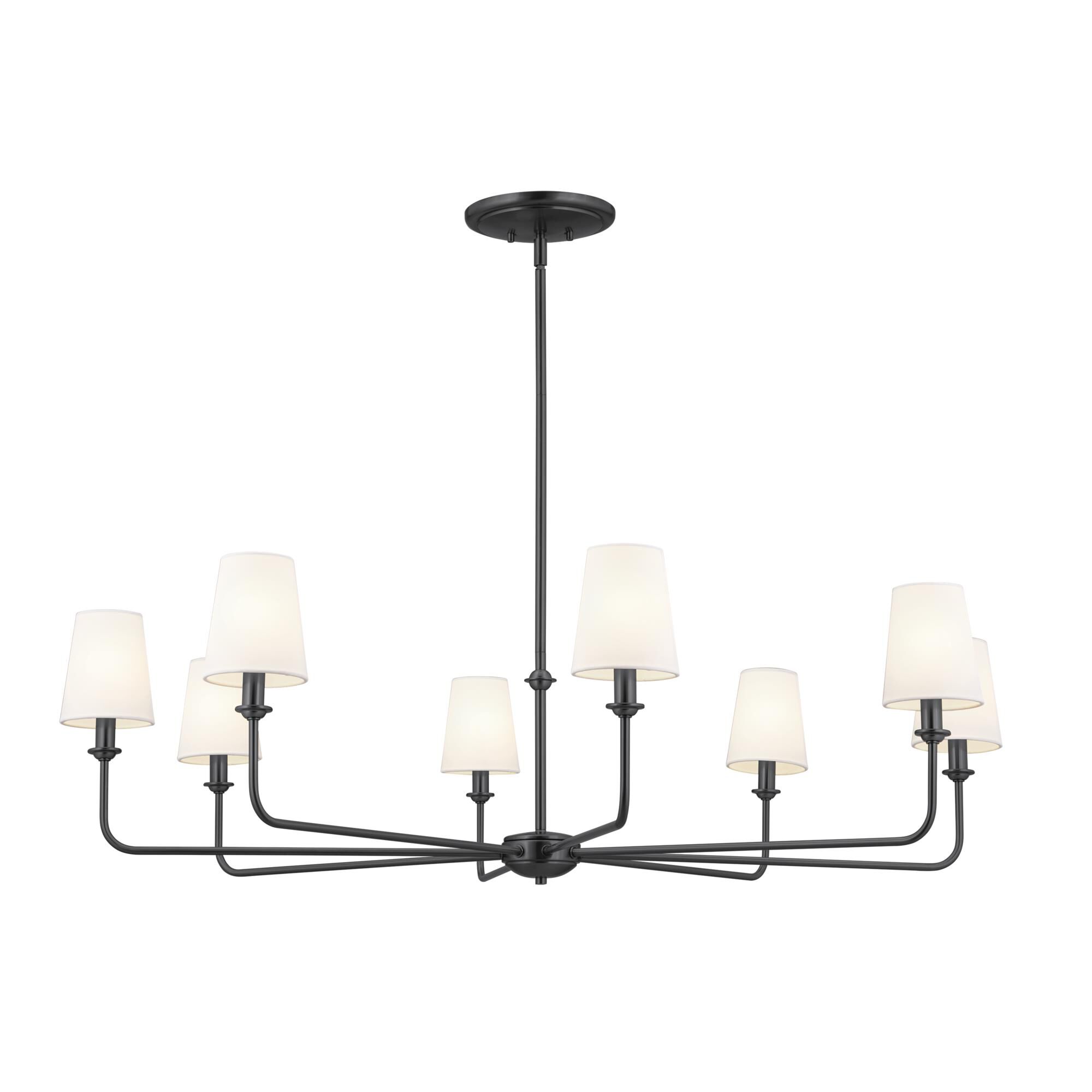 Shown in Black finish and Fabric and Bell shade
