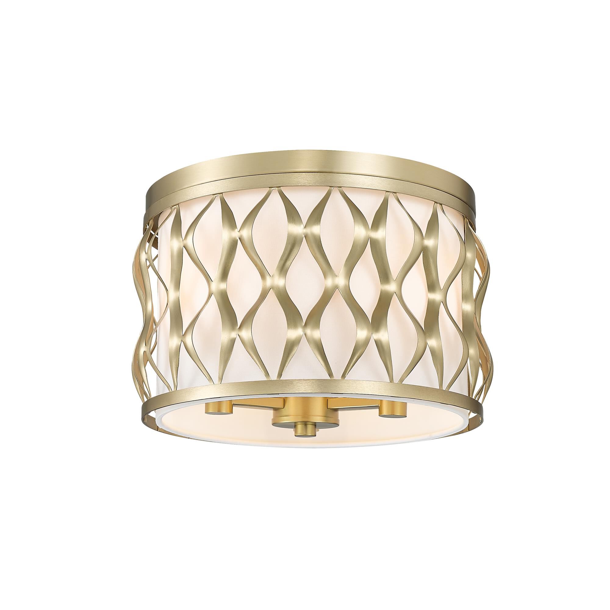 Shown in Modern Gold finish and White glass and White shade