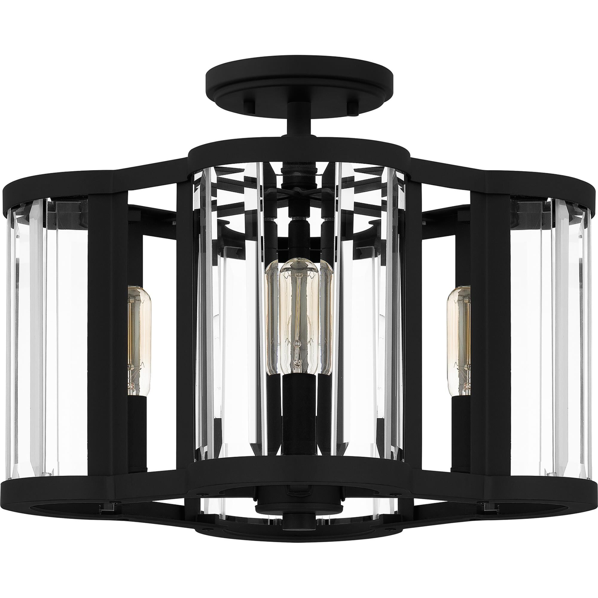 Shown in Matte Black finish and Clear Beveled Glass shade