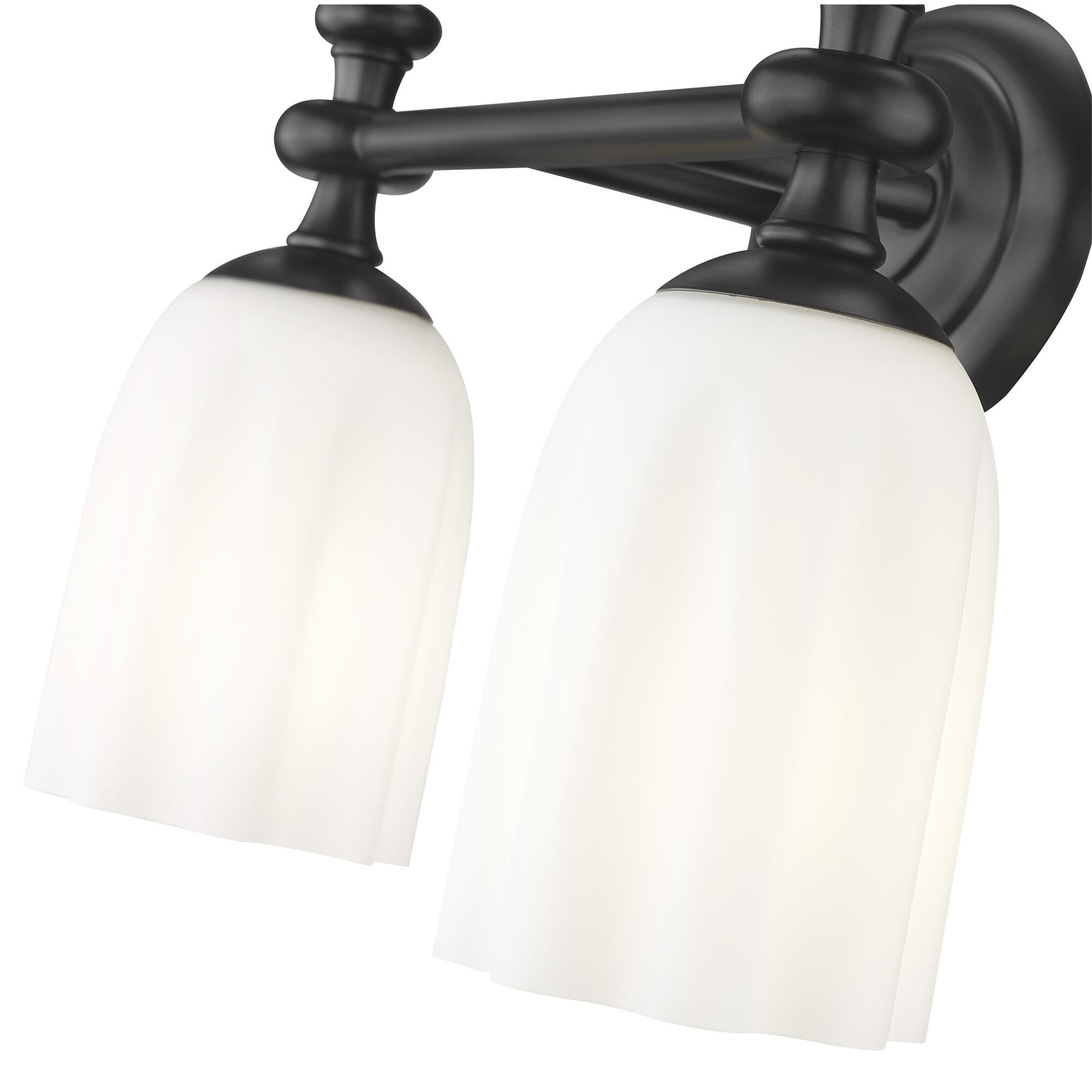 Shown in Matte Black finish and Opal Etched glass and Opal Etched shade