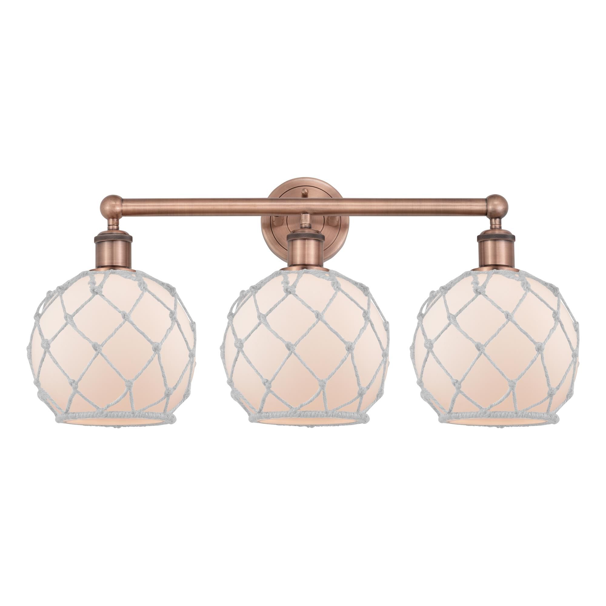 Shown in Antique Copper finish and White with White Rope glass