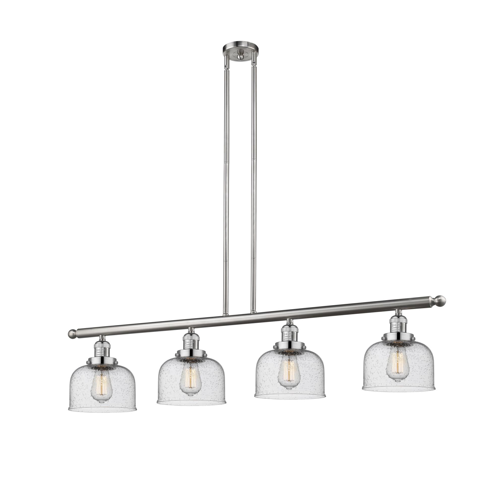 Shown in Brushed Satin Nickel finish and Seedy glass