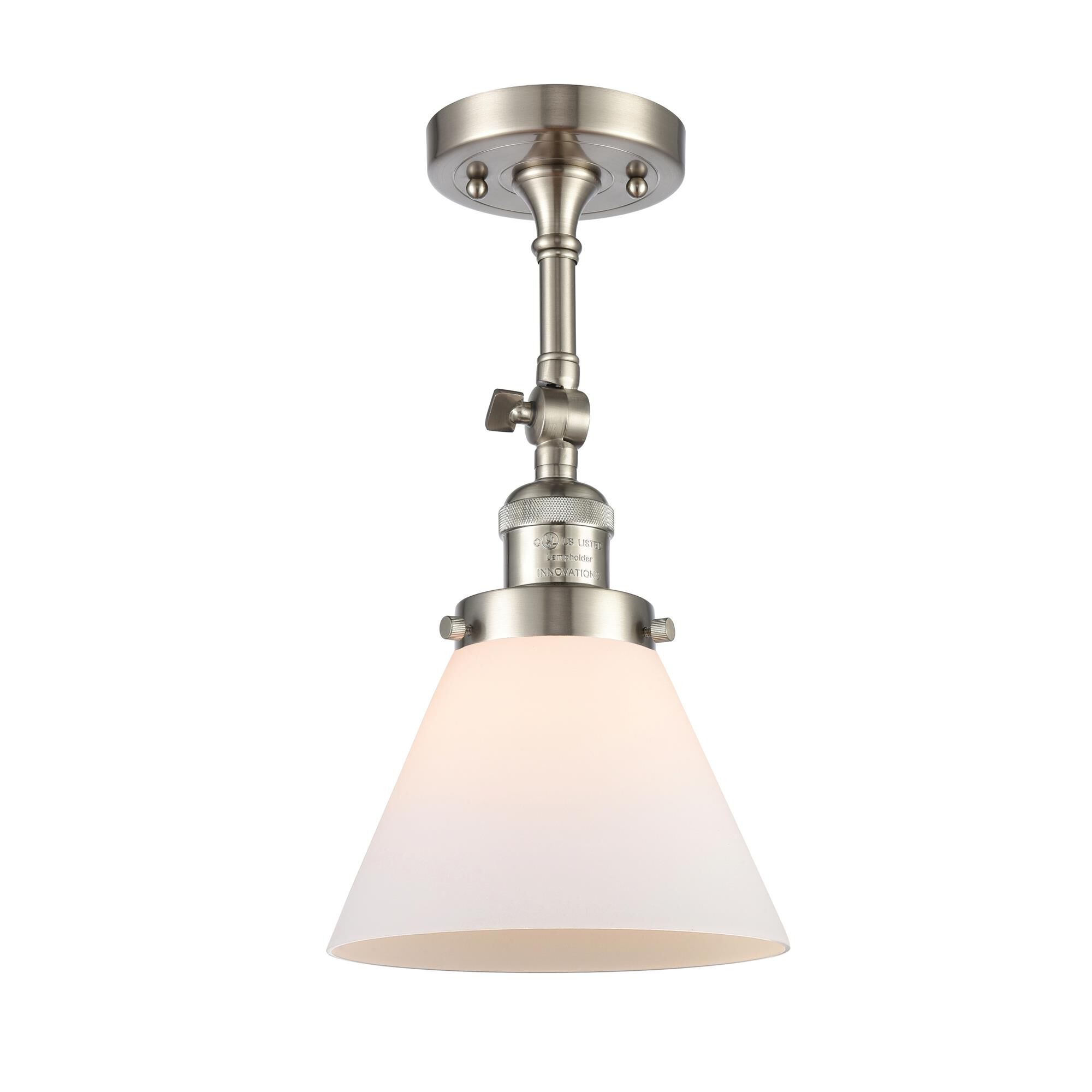 Shown in Brushed Satin Nickel finish and Frosted glass and None accent