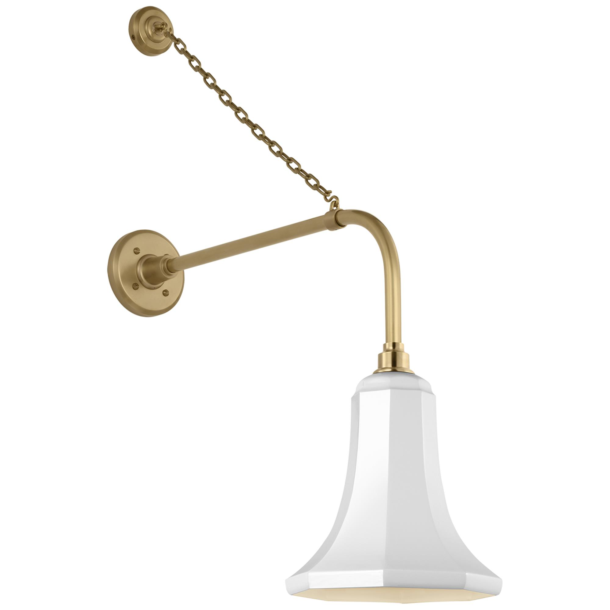 Shown in Hand-Rubbed Antique Brass finish and White Savannah shade