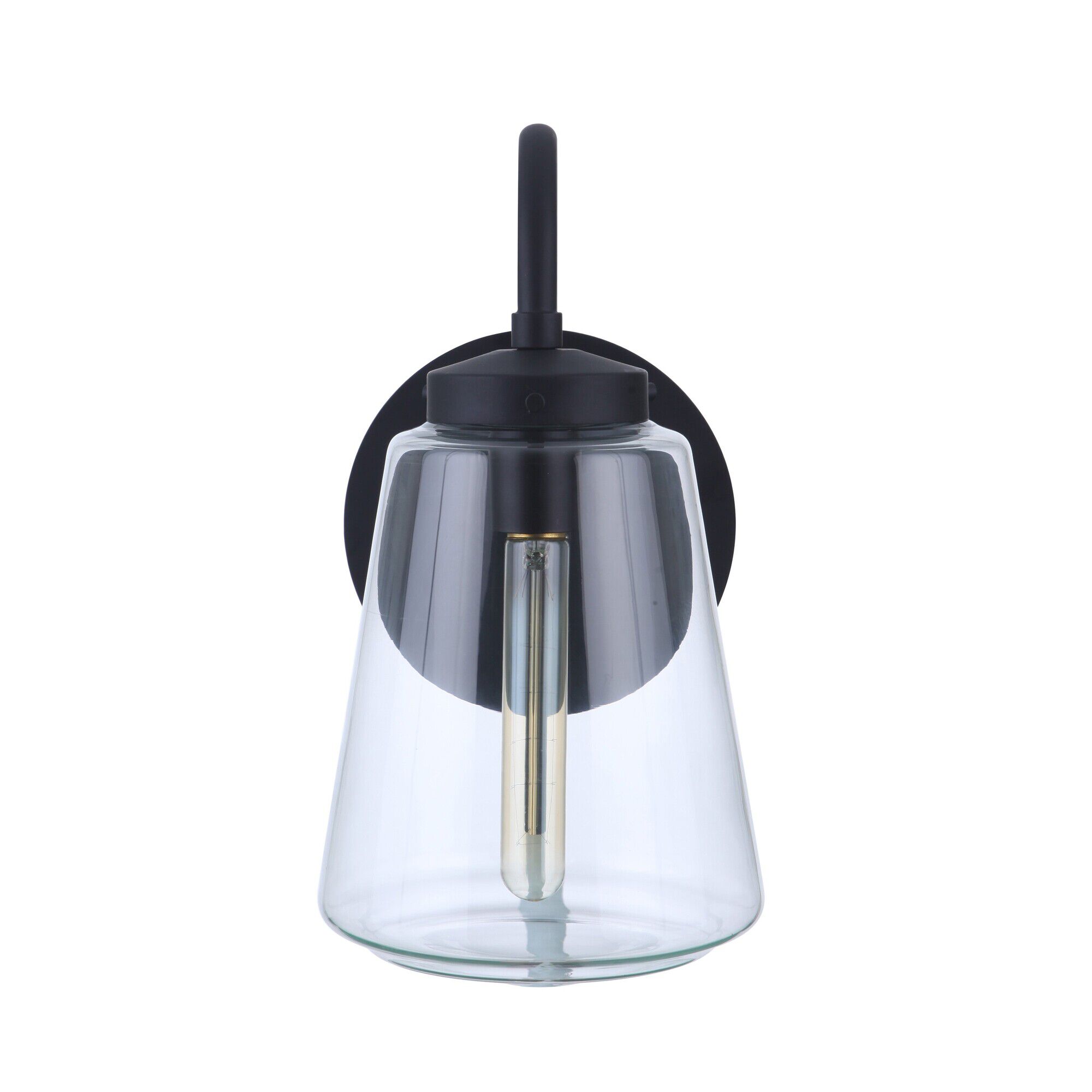 Shown in Midnight finish and Clear glass and Glass shade