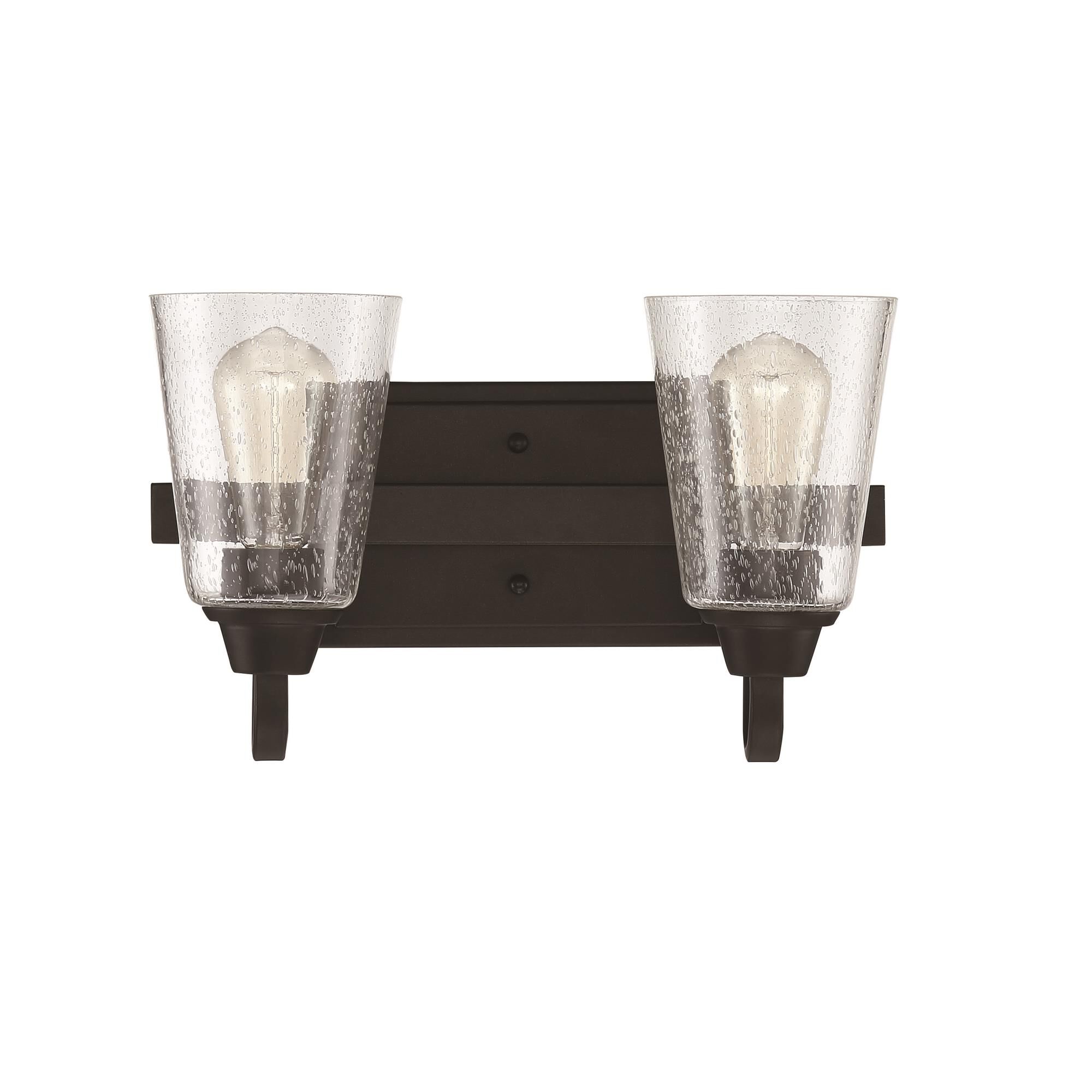 Shown in Espresso finish and Clear Seeded glass and Glass shade