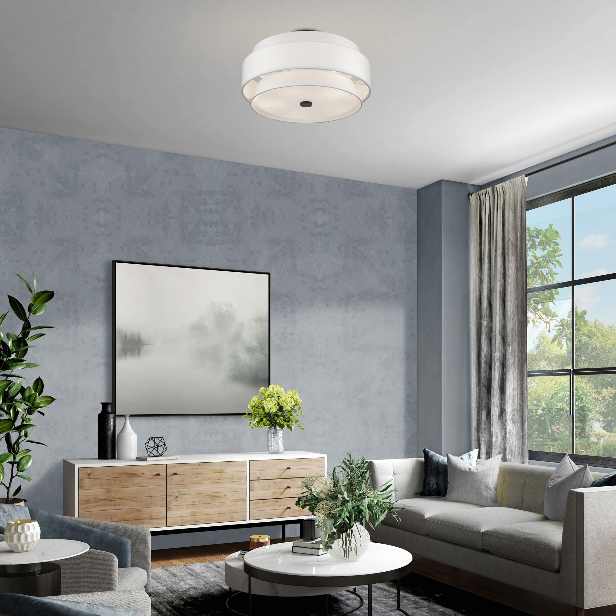 Shown in Bronze finish and Hand Crafted Off-White Fabric Hardbacks with White Fabric Inside shade