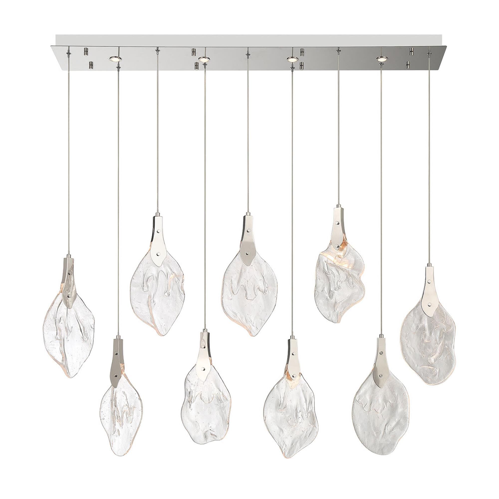 Shown in Polished Nickel finish and Clear Organic glass