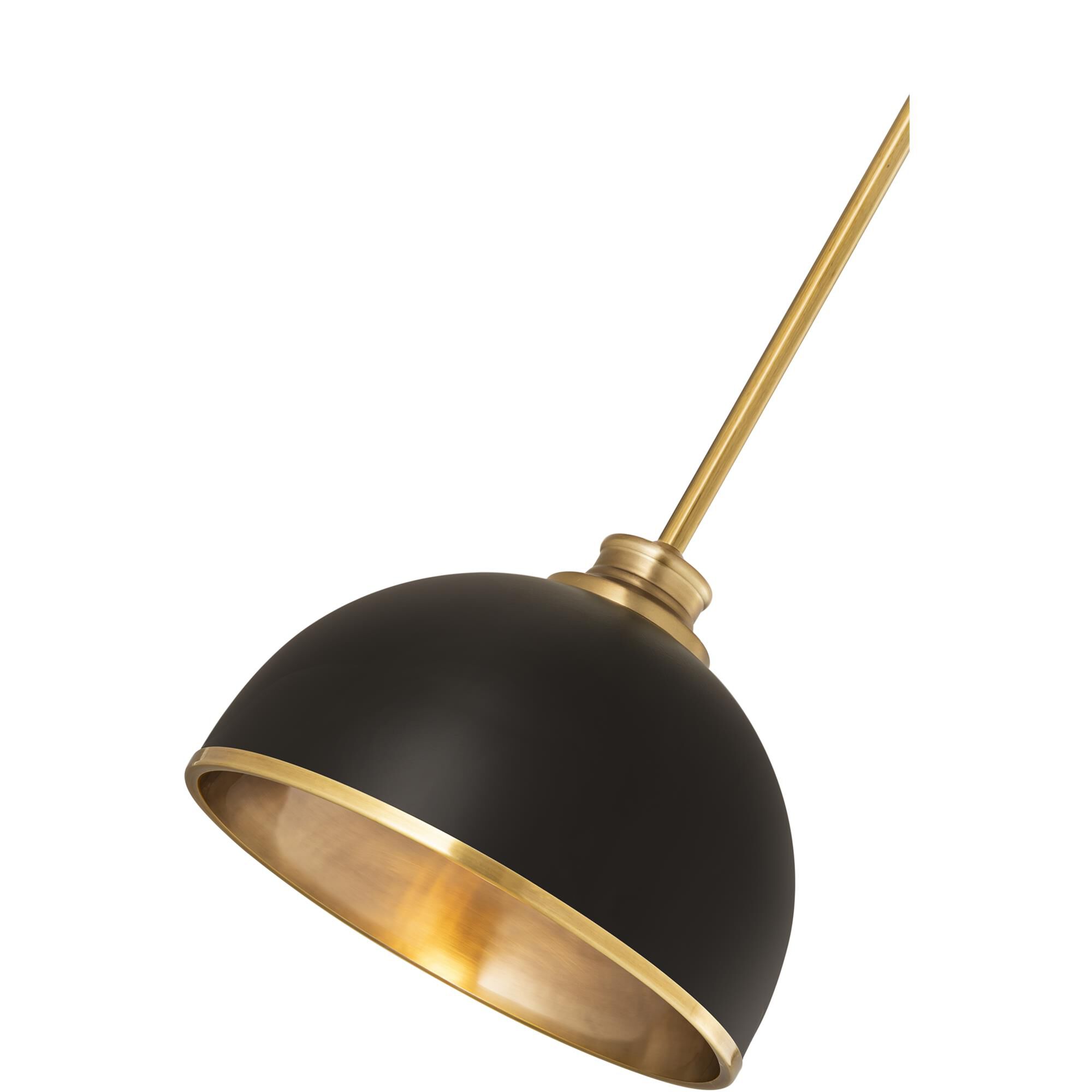 Shown in Matte Black And Rubbed Brass finish and Stainless Steel glass and Stainless Steel shade