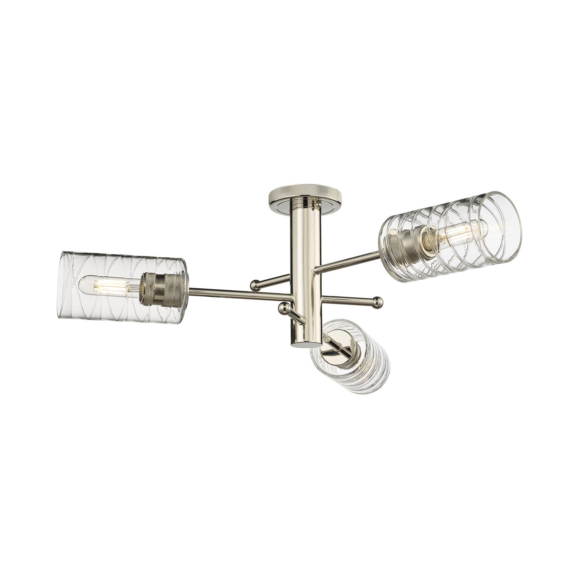 Shown in Polished Nickel finish and Deco Swirl glass and Deco Swirl Glass shade
