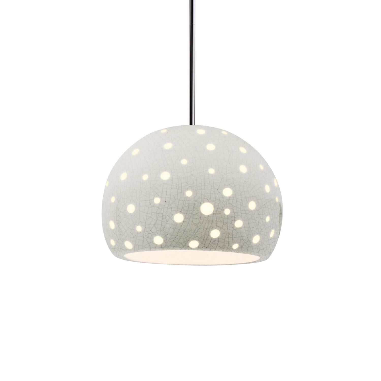 Shown in Polished Chrome finish and White Crackle shade
