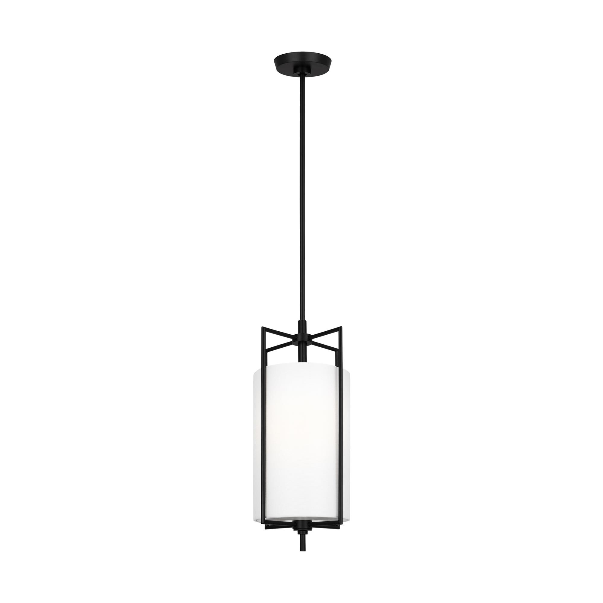 Shown in Aged Iron finish and White LinenLinen shade