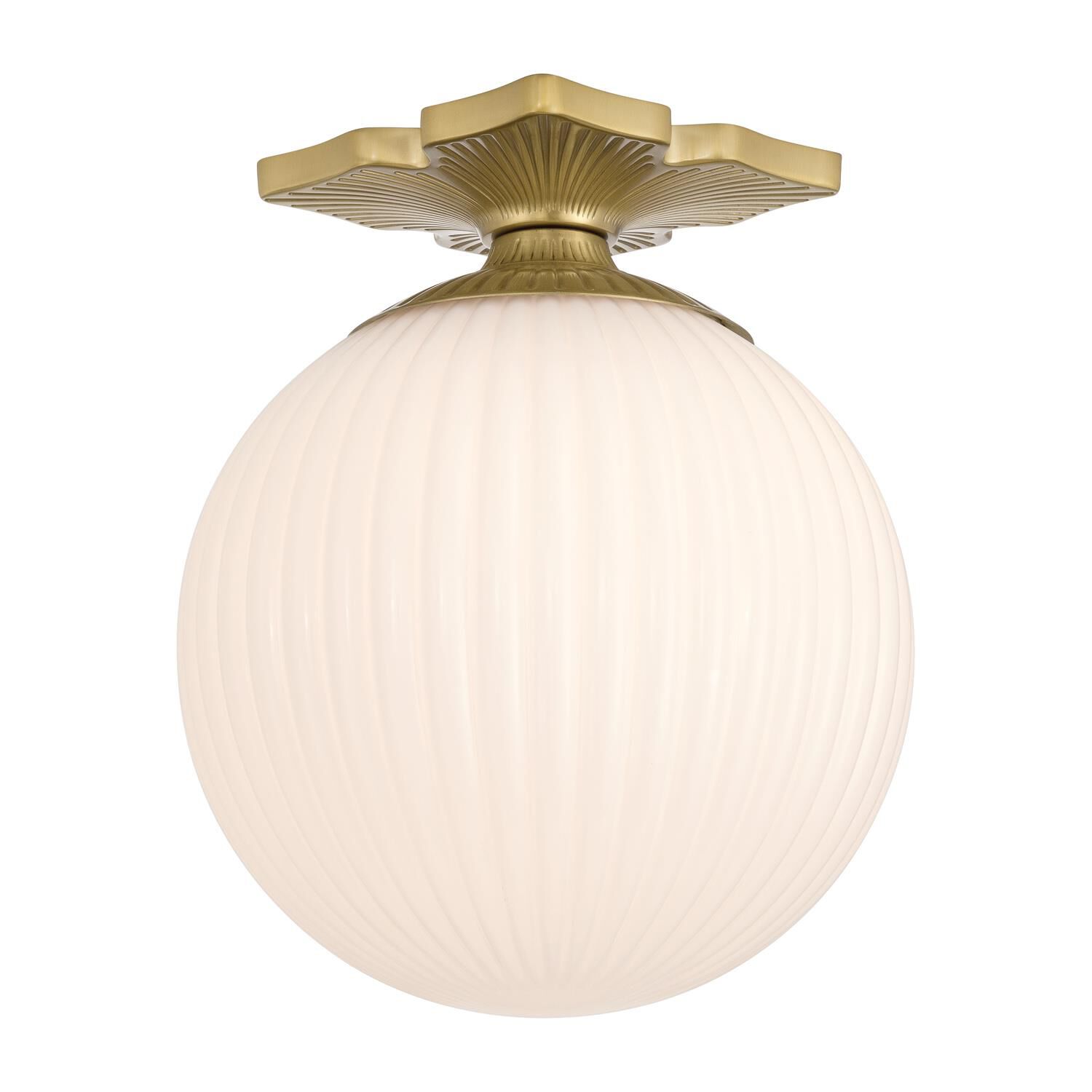 Shown in Aged Brass finish and Ribbed glass and Ribbed Glass shade