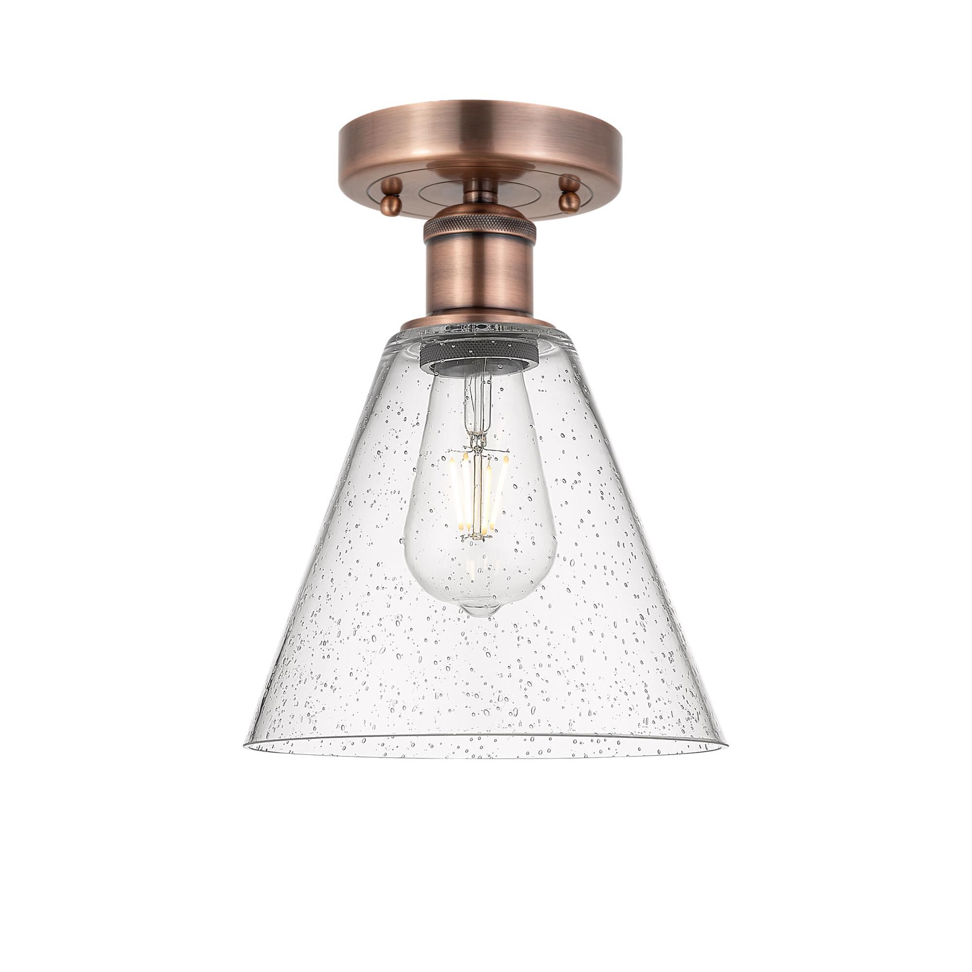 Shown in Antique Copper finish and Seedy glass