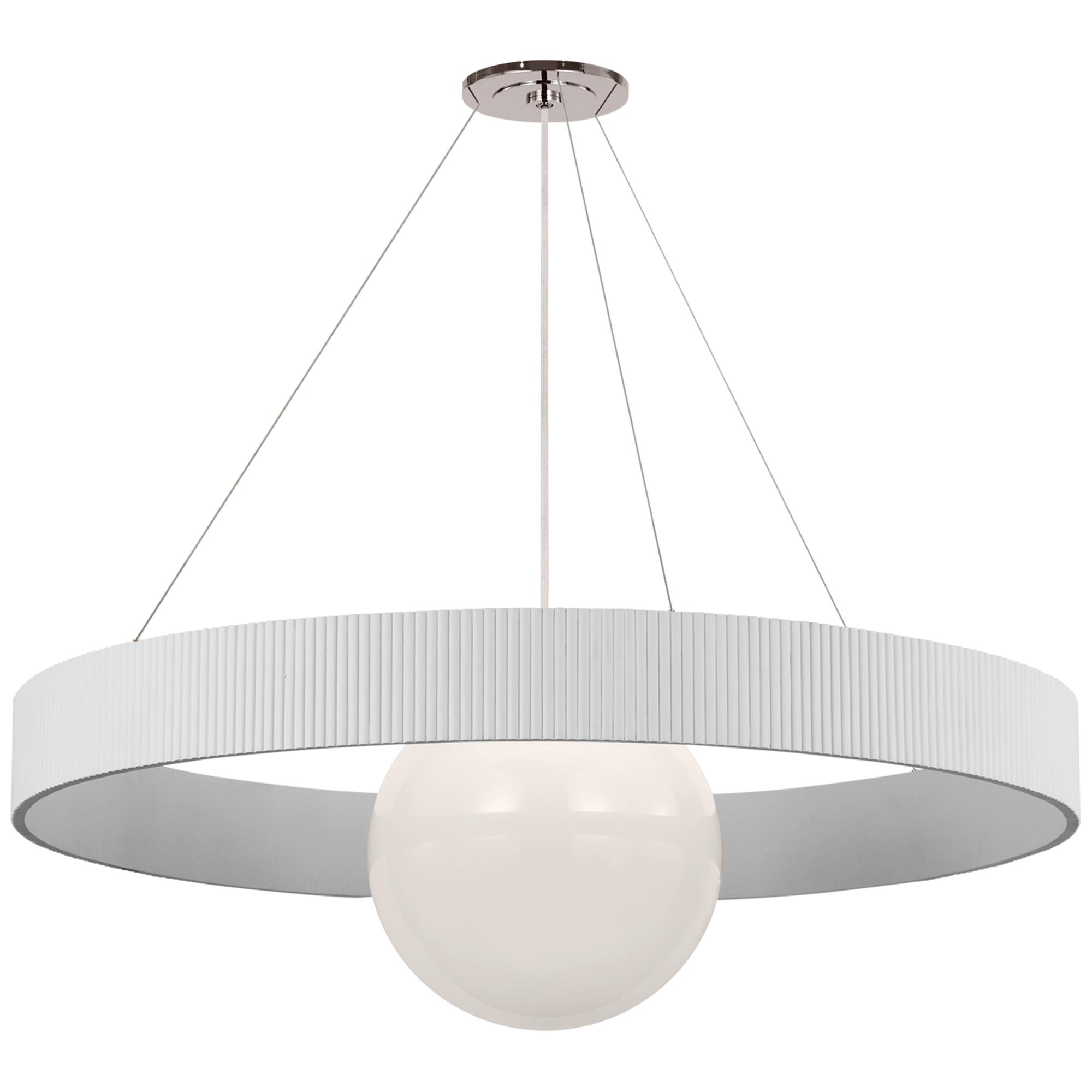 Shown in Polished Nickel and Matte White finish and White glass