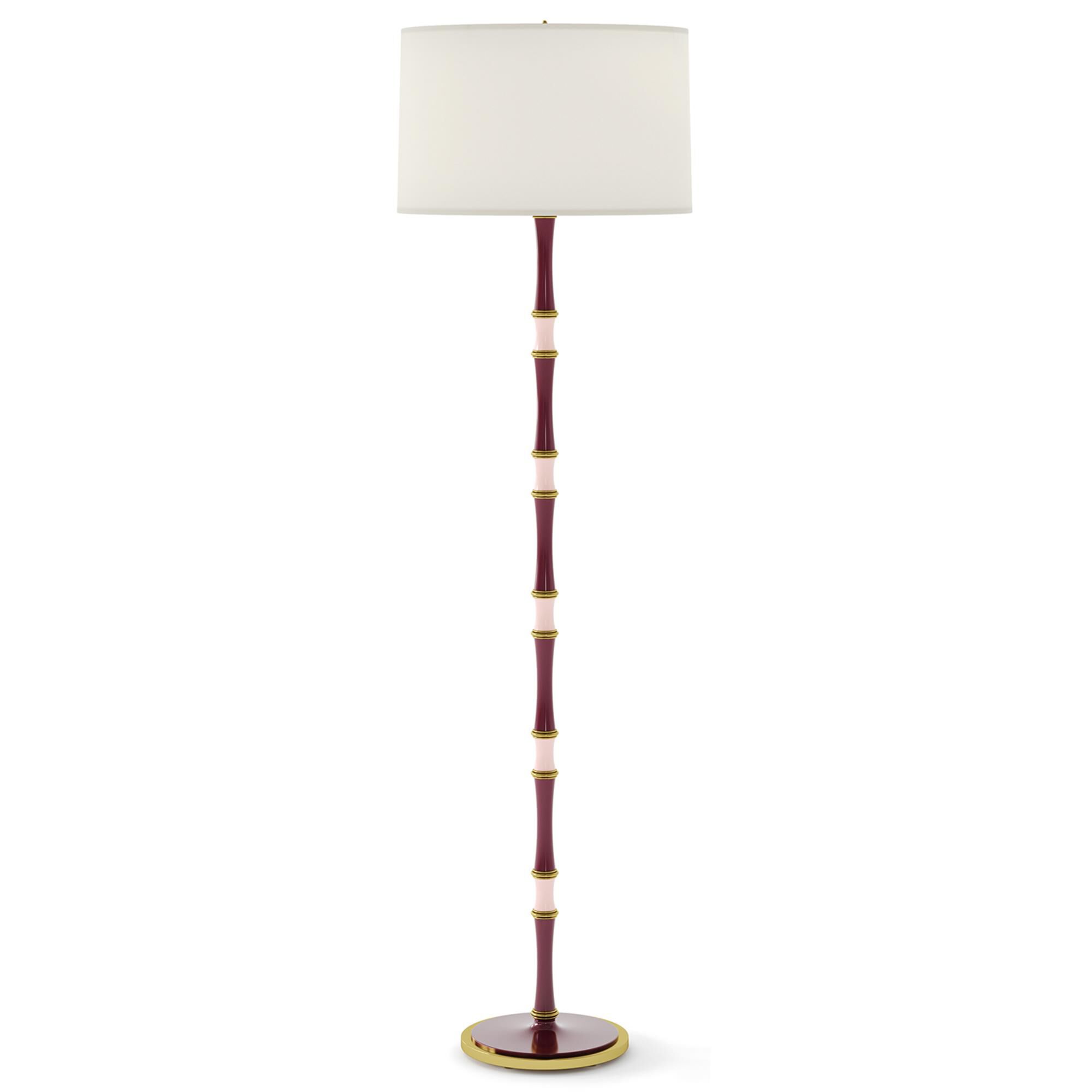 Shown in Sugar Plum Rose Water finish and White shade and Modern Brass accent