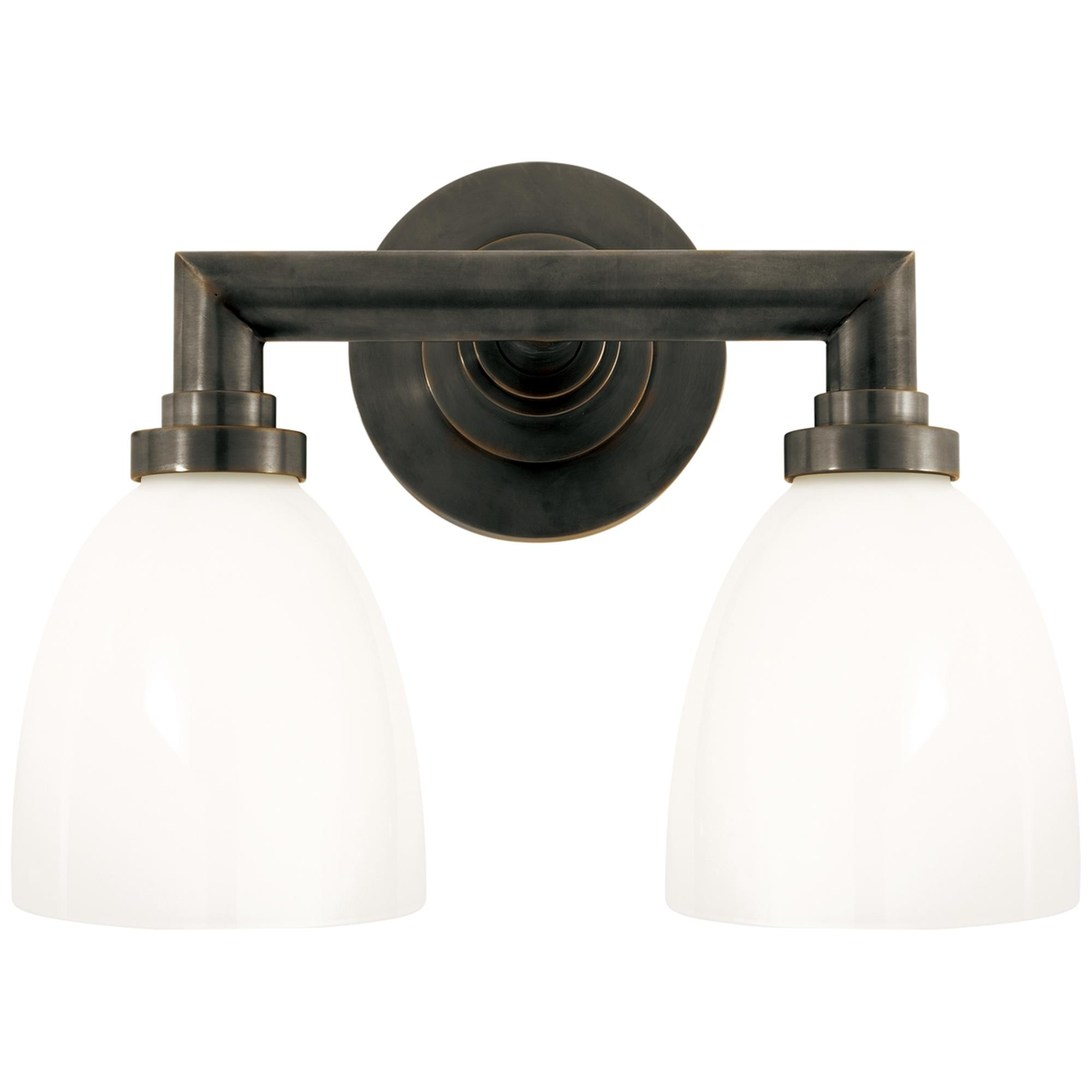 Shown in Bronze finish and White glass