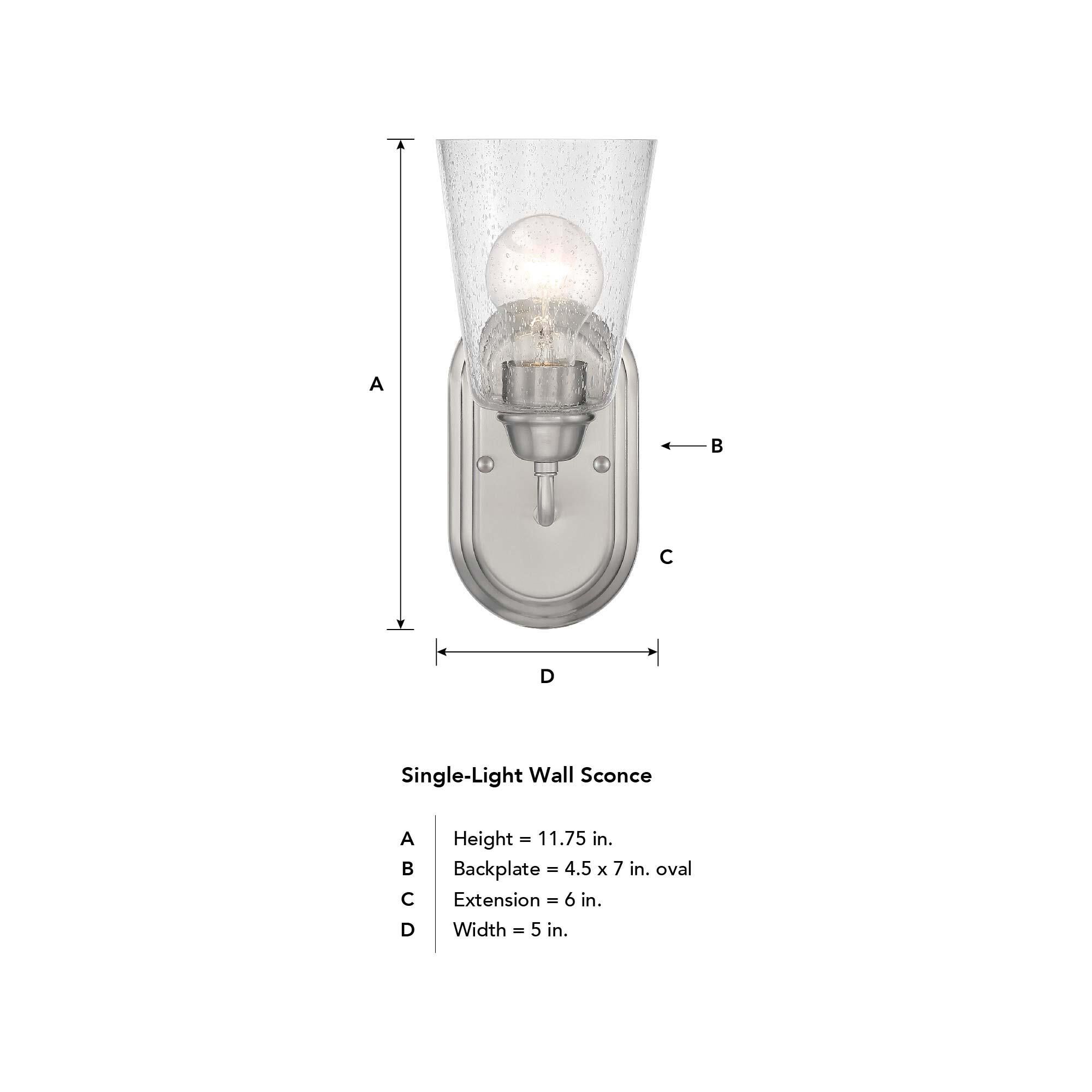 Shown in Brushed Nickel finish and Clear Seedy glass