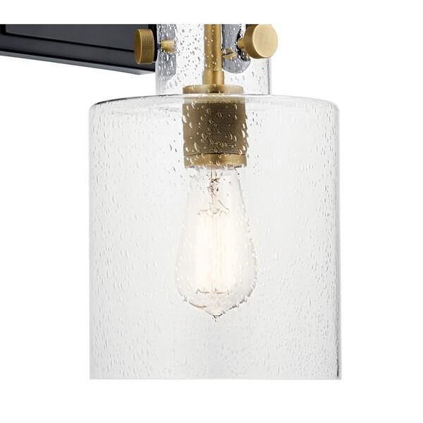 Shown in Natural Brass finish and Clear Seeded glass