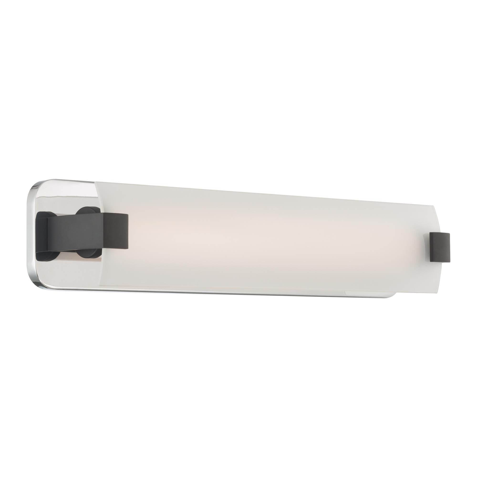 Shown in Chrome and Dark Matte Black finish and Etched White glass