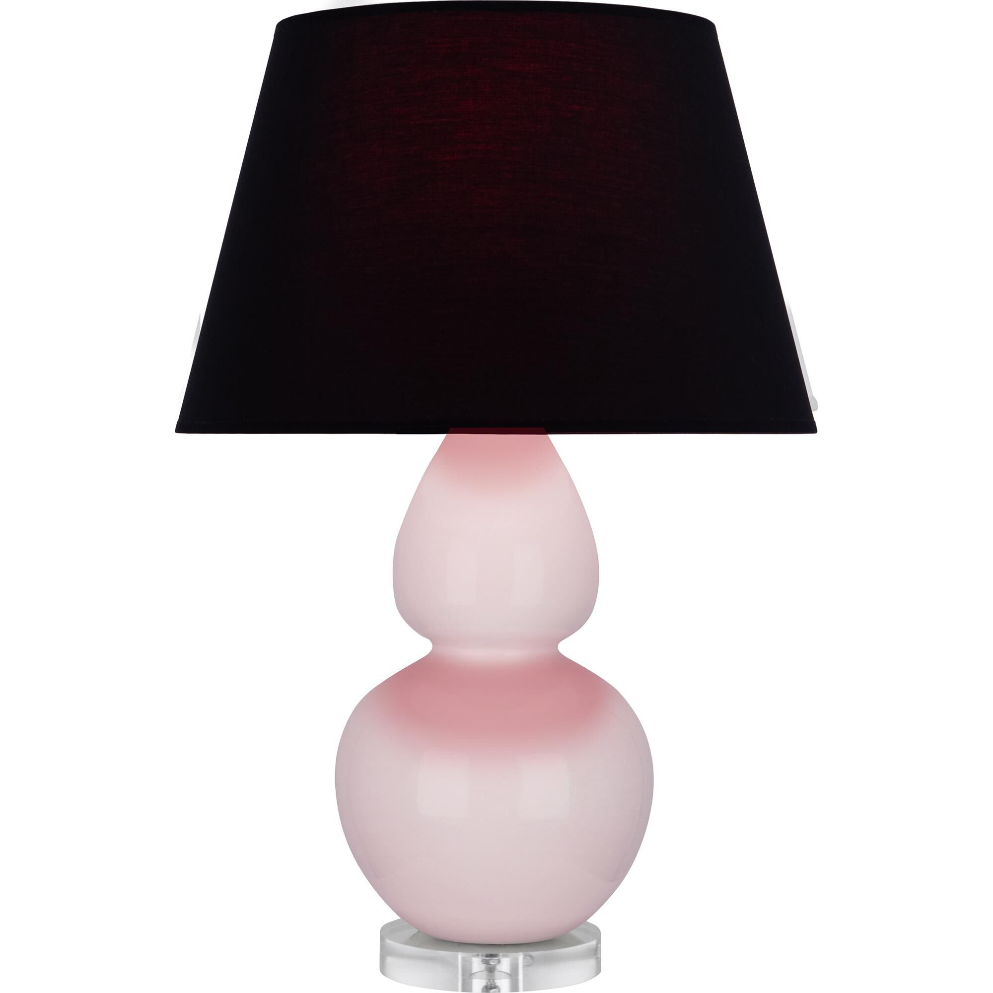 Shown in Rose Water Glazed finish and Ink Black with Rose Red Lining shade and Lucite accent
