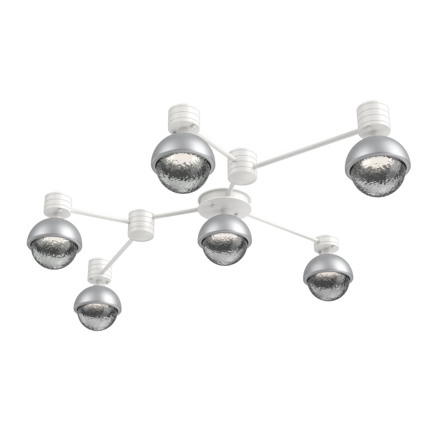 Shown in Salt White finish and Smoke glass and Classic Silver accent
