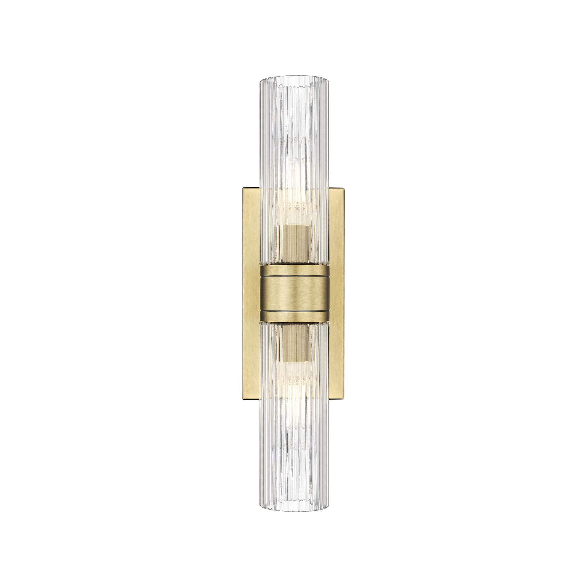 Shown in Brushed Brass finish and Striped Clear glass