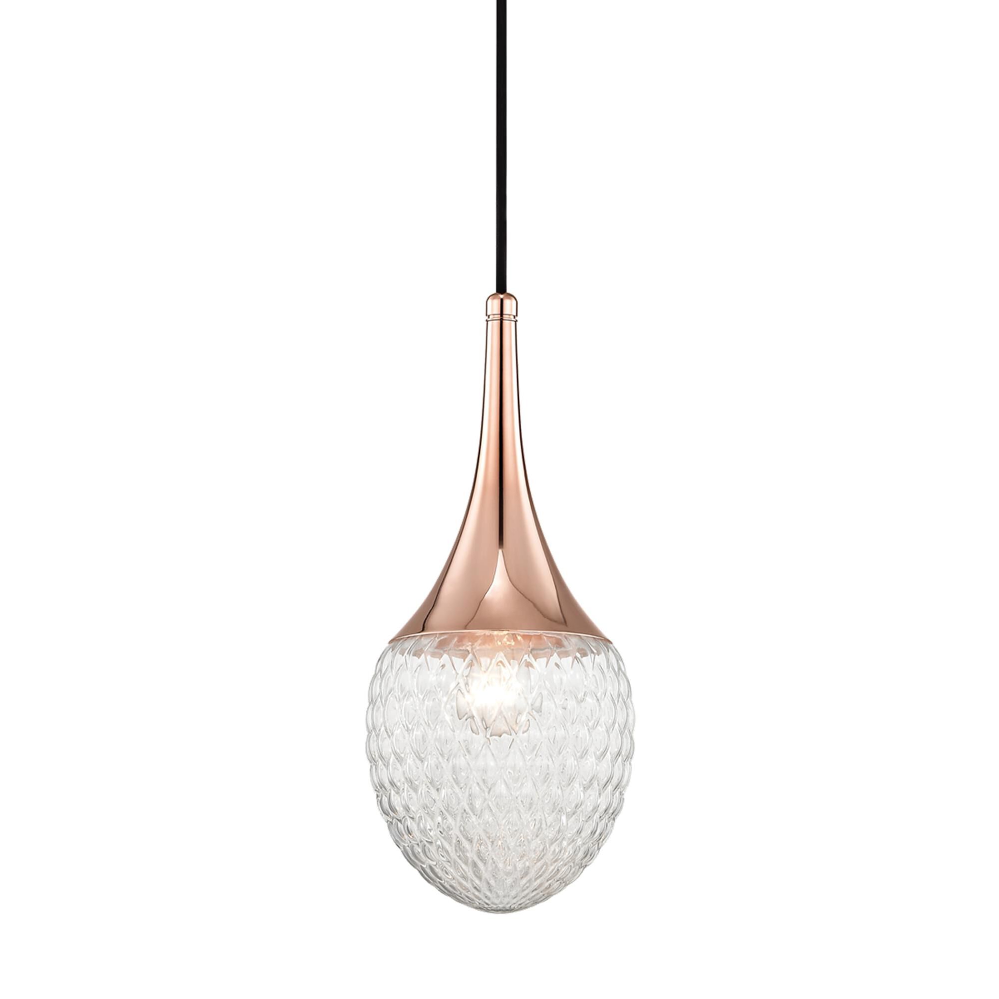 Shown in Polished Copper finish and Opal Etched glass