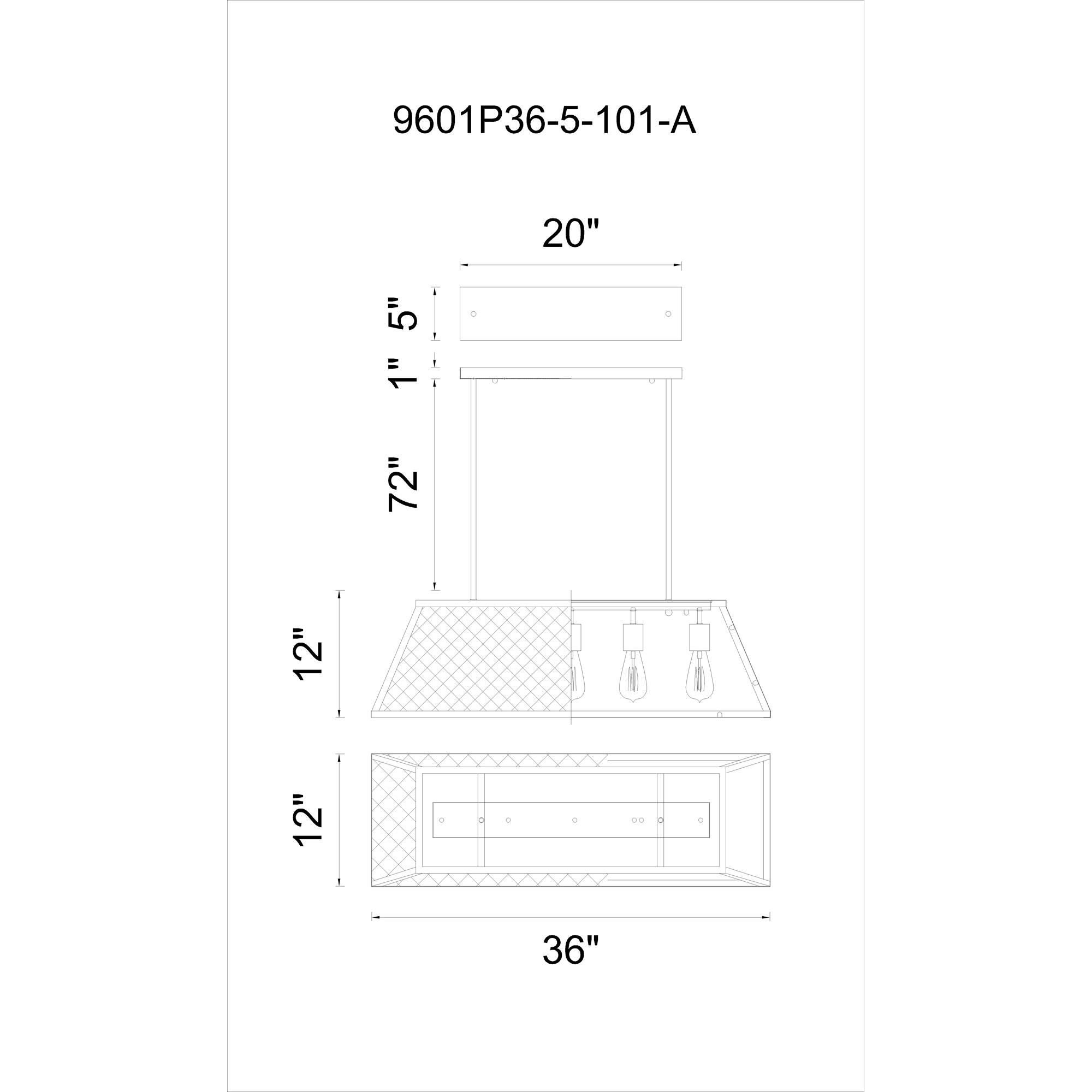 Alyson 36 Inch 5 Light Linear Suspension Light by CWI Lighting