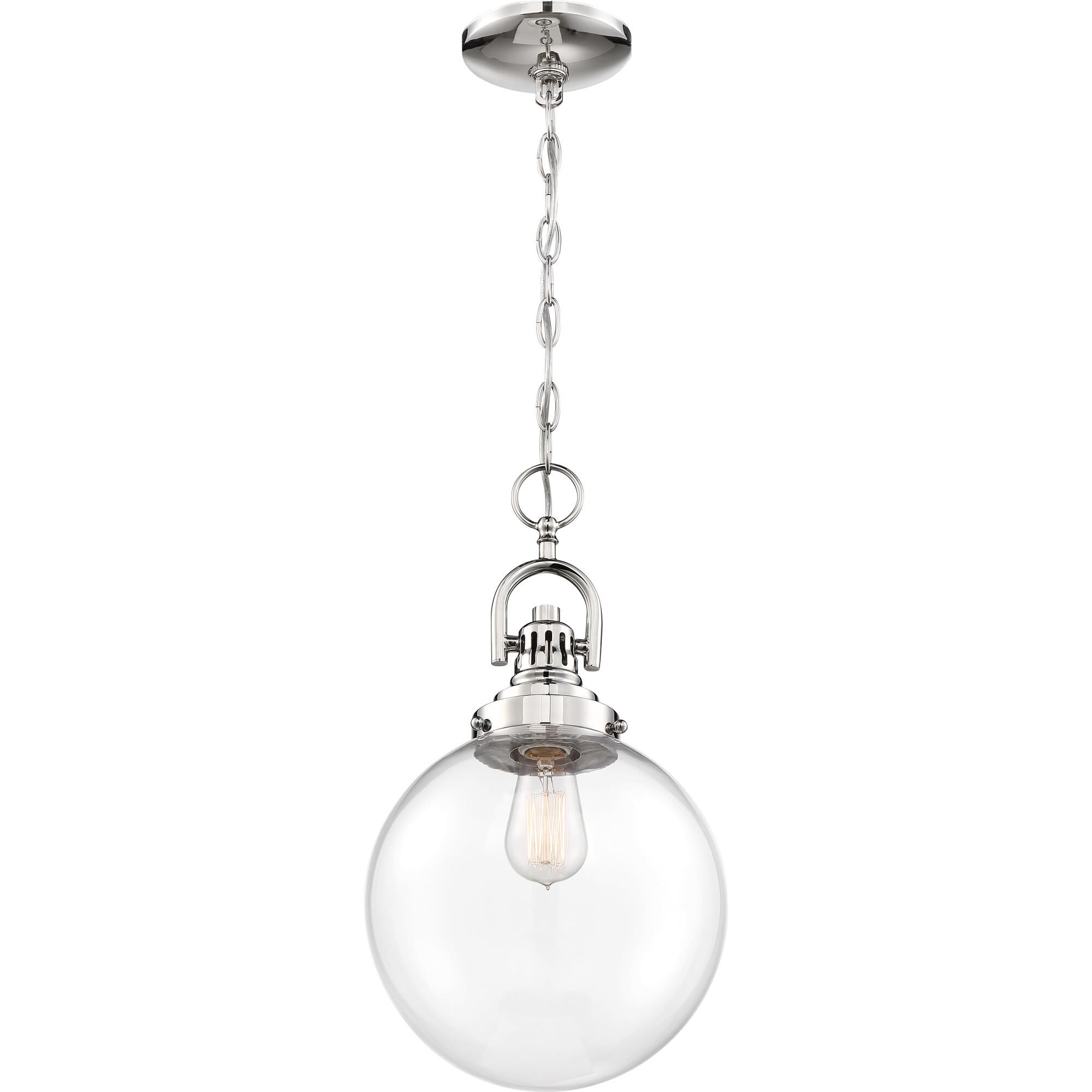 Shown in Polished Nickel finish and Clear glass