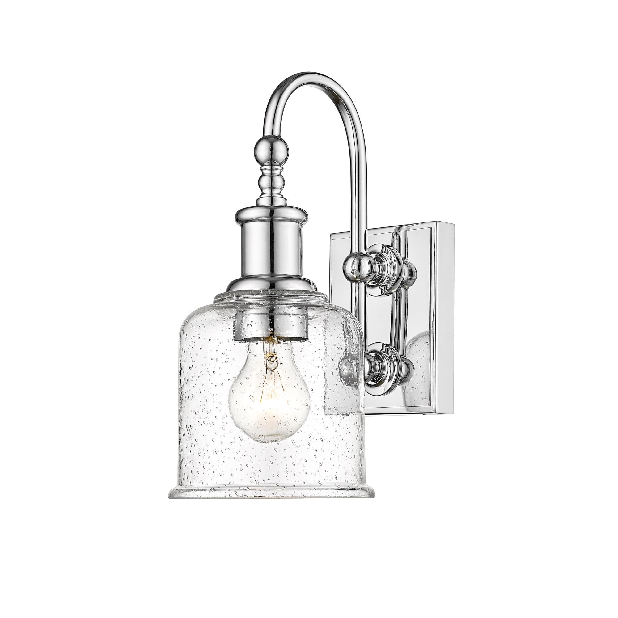 Shown in Chrome finish and Glass shade