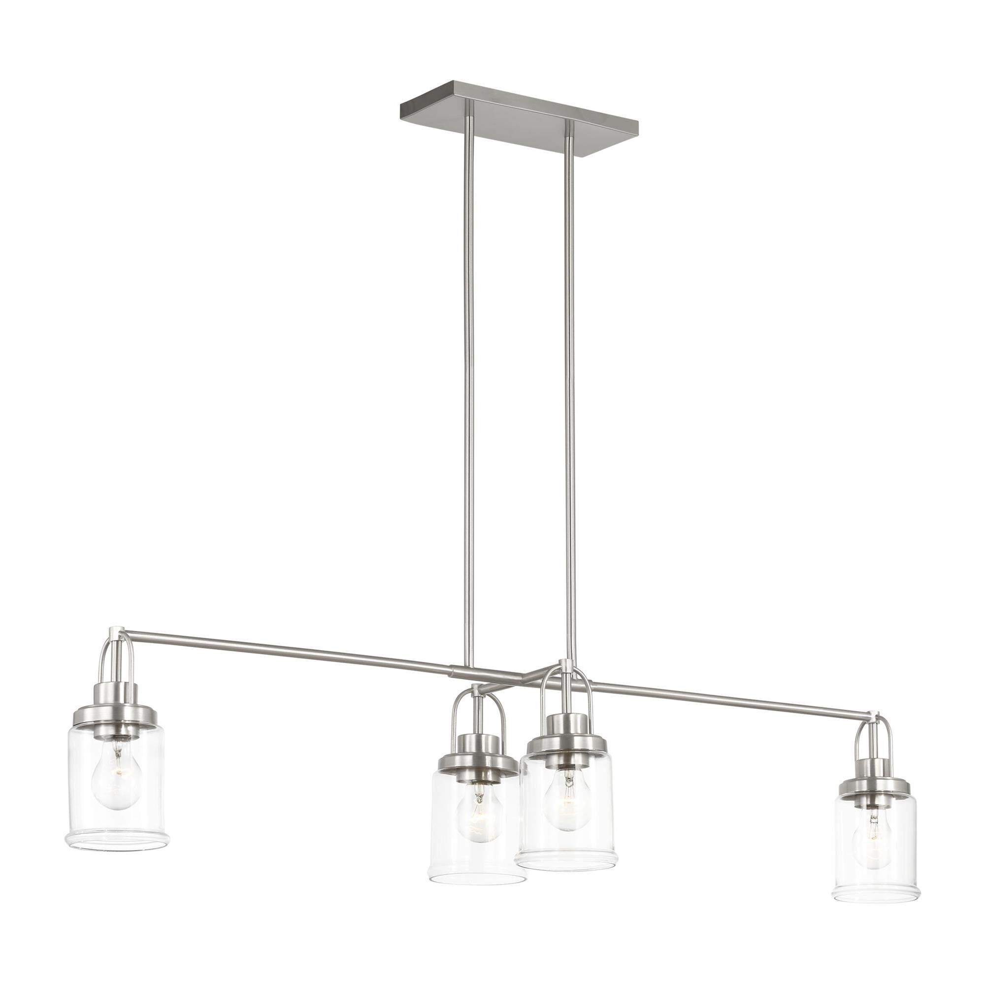 Shown in Brushed Nickel finish and Clear glass