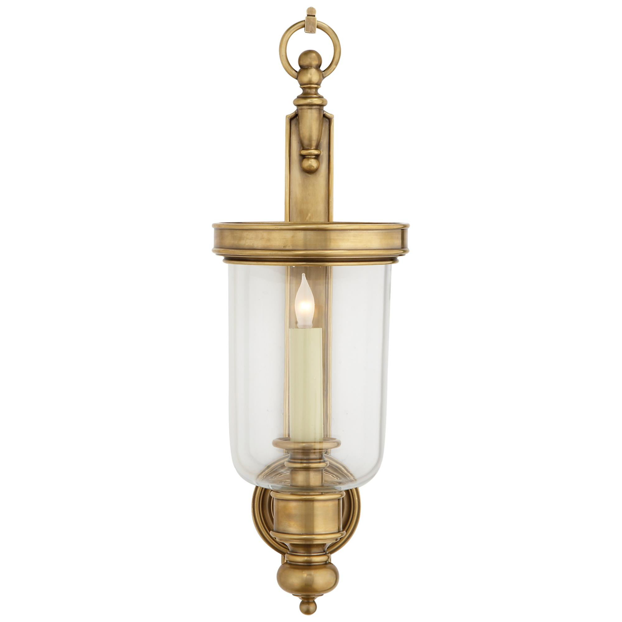 Shown in Antique-Burnished Brass finish and Clear glass