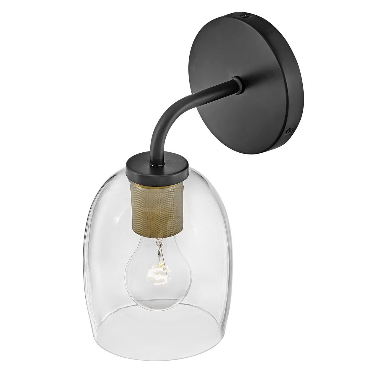 Shown in Black finish and Clear glass