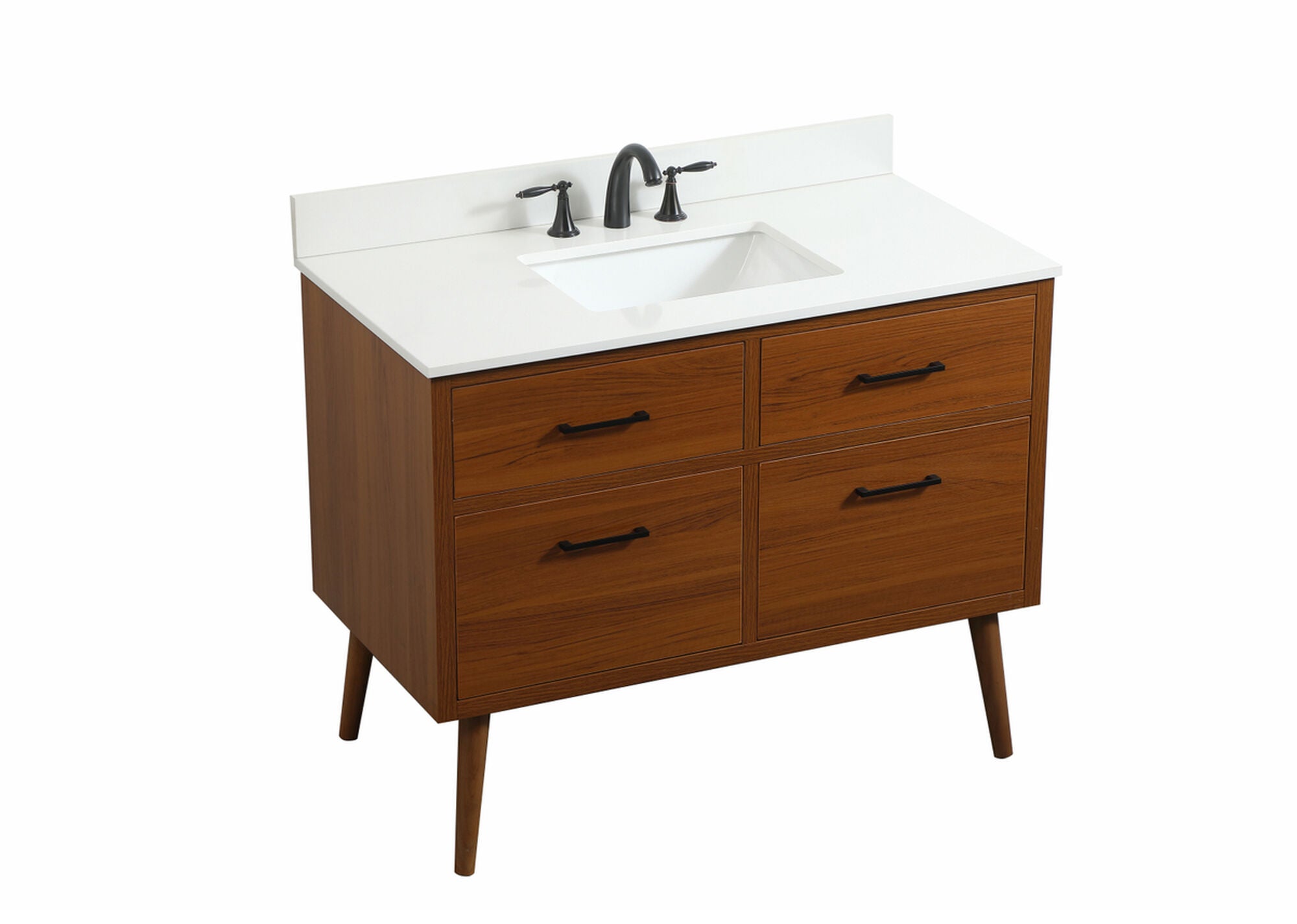 Shown in Teak finish and With Backsplash accent