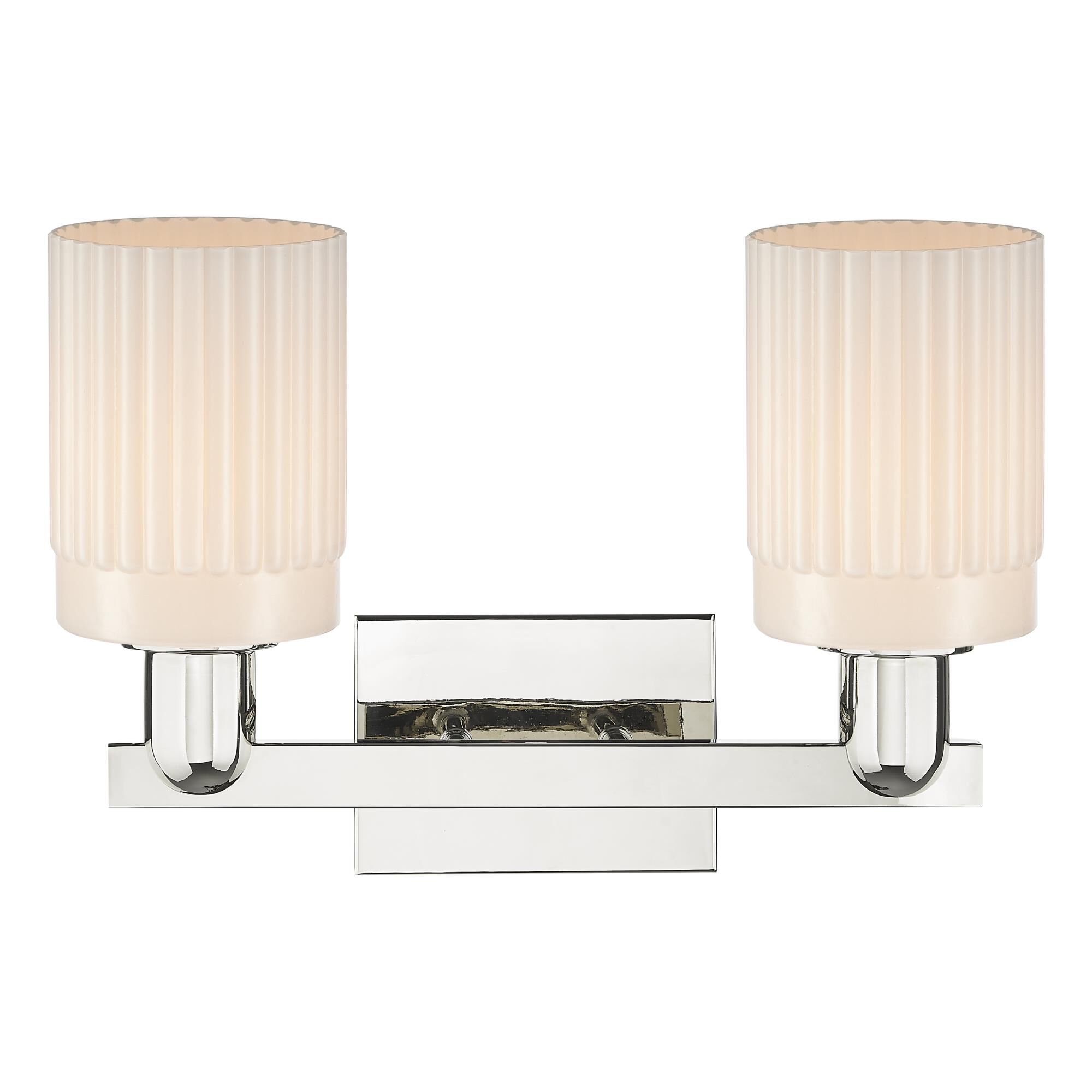 Shown in Polished Nickel finish and Matte White glass