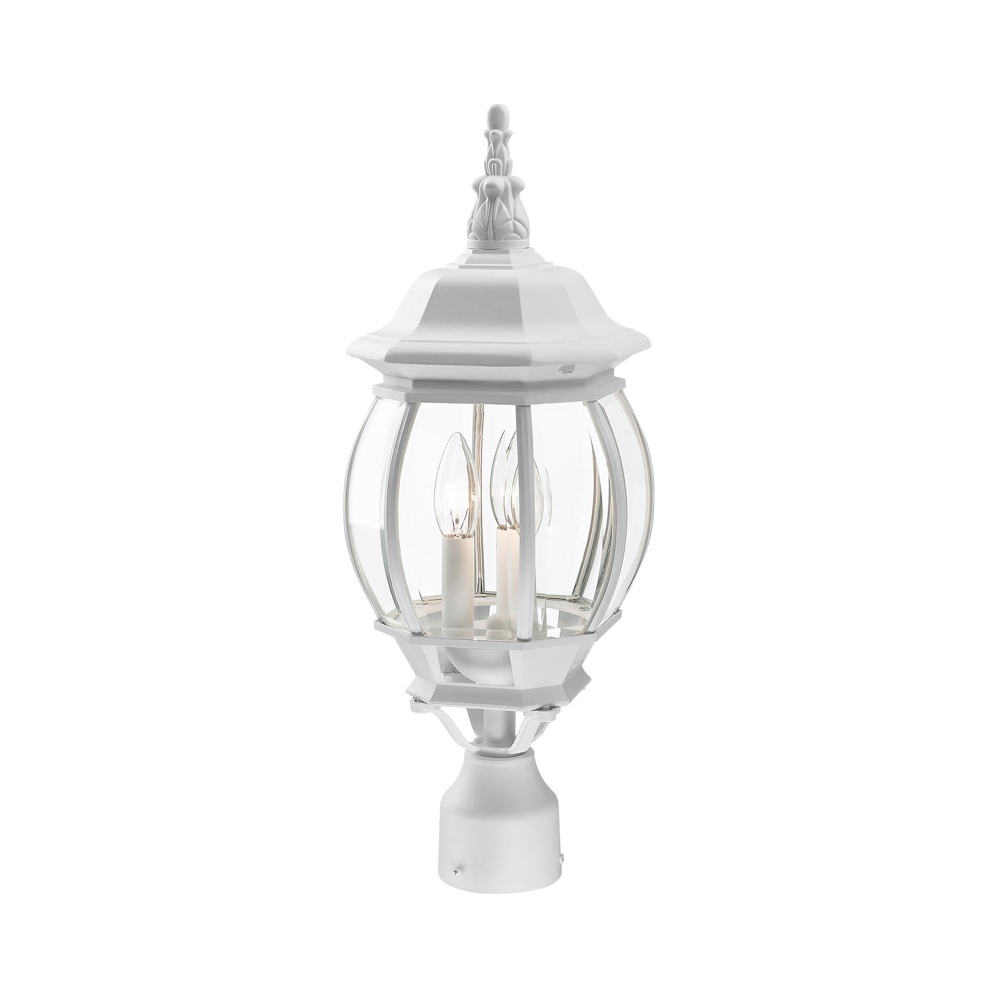 Shown in Textured White finish and Clear Beveled glass and Clear Beveled Glass shade