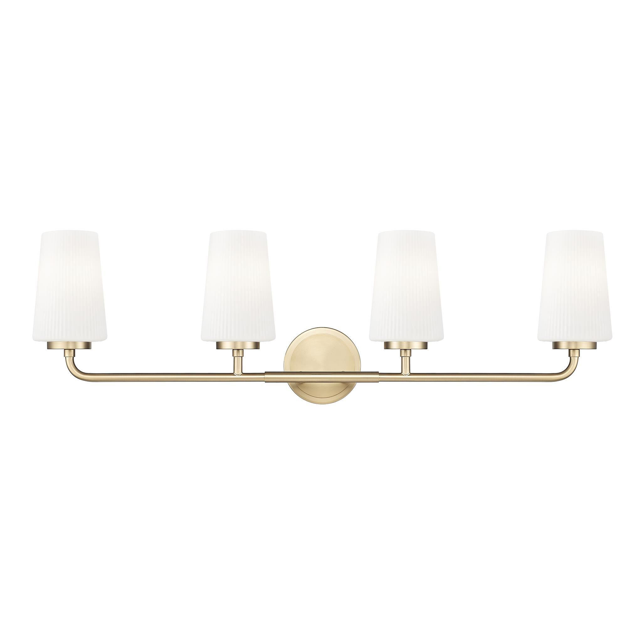 Shown in Modern Gold finish and Matte Opal glass and Matte Opal shade