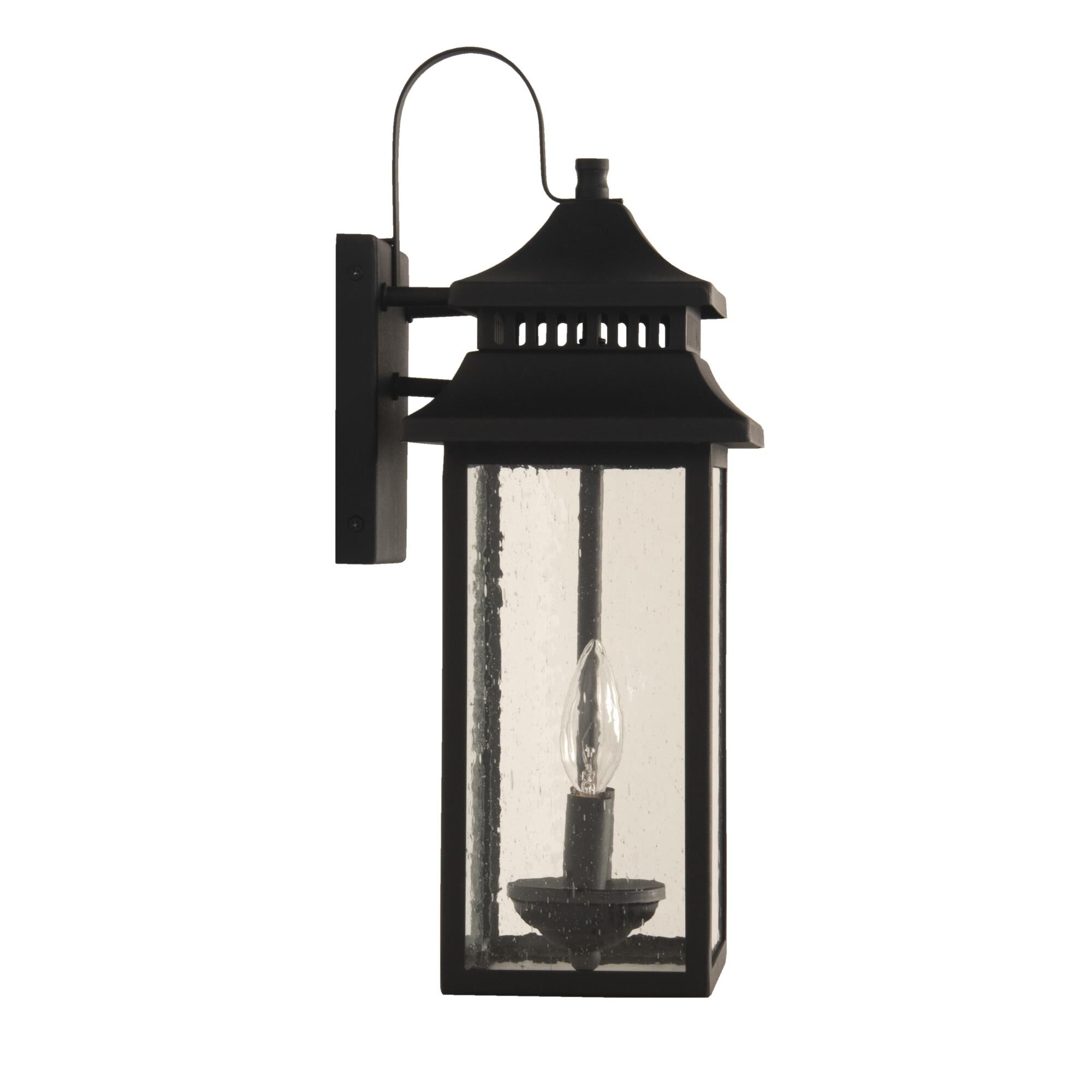 Shown in Textured Matte Black finish and Rectangle glass