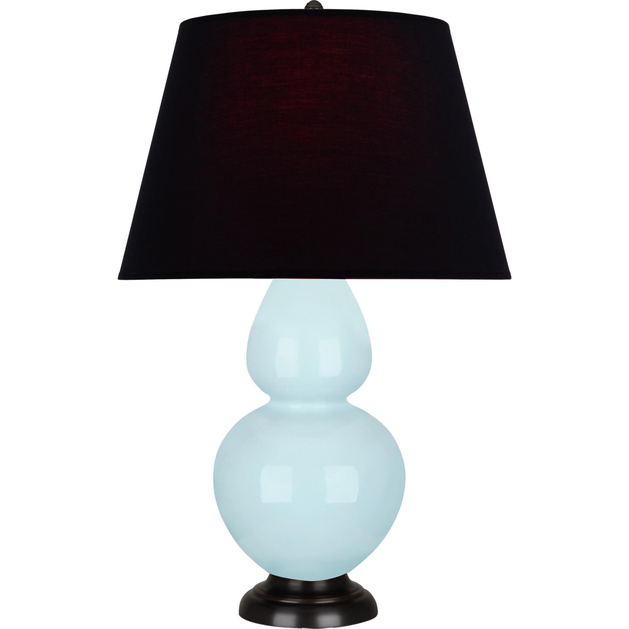 Shown in Baby Blue finish and Ink Black with Rose Red Lining shade and Deep Patina Bronze accent