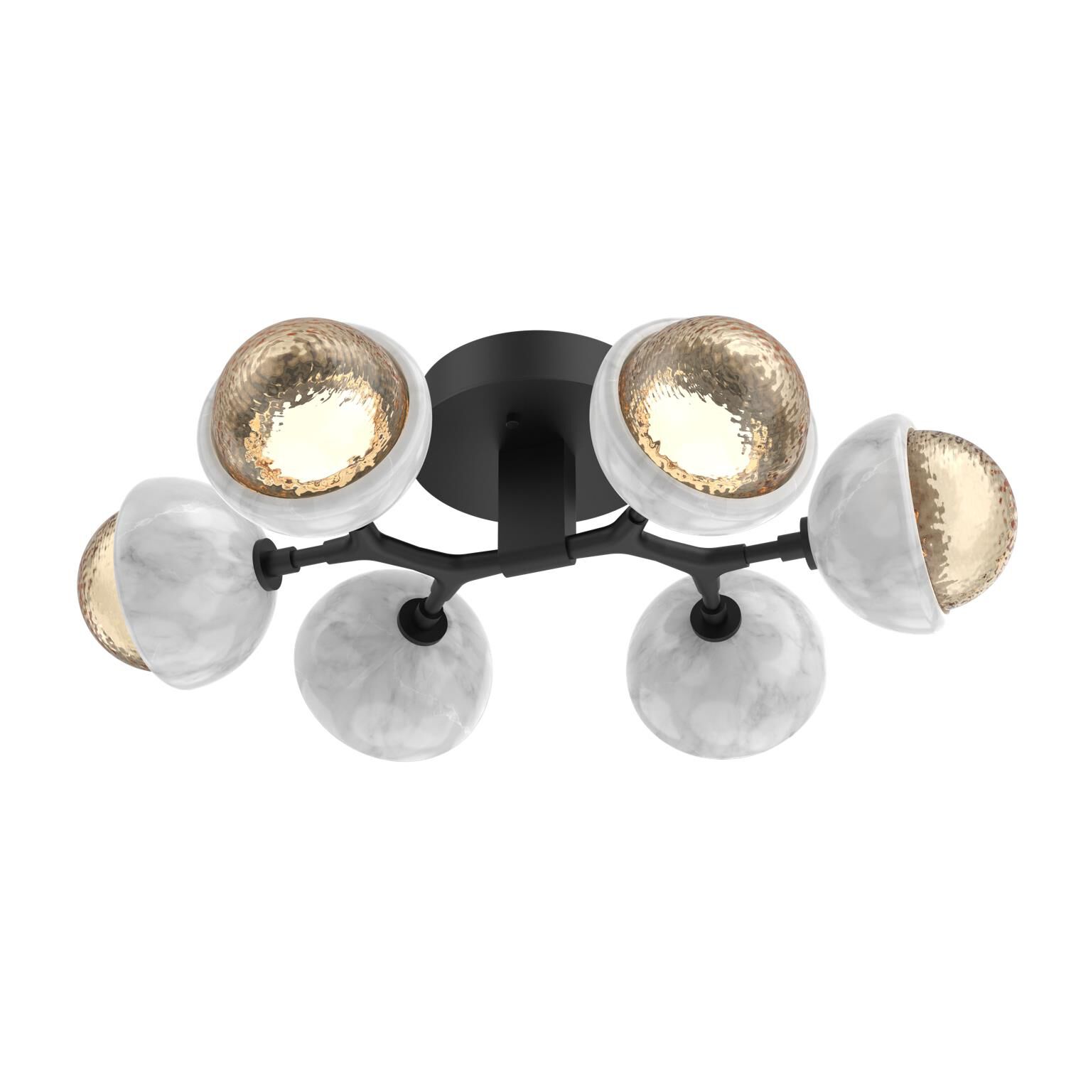 Shown in Matte Black finish and Amber glass and White Marble accent