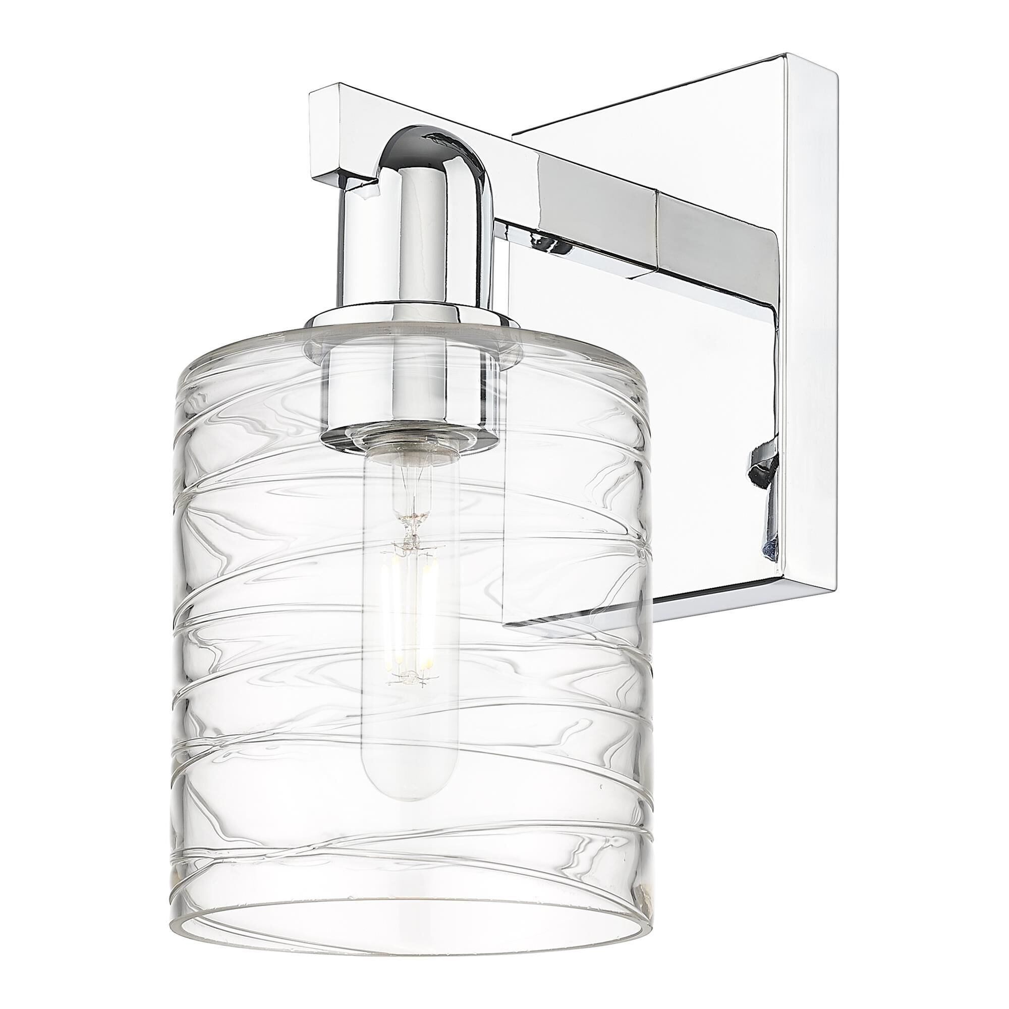 Shown in Polished Chrome finish and Deco Swirl glass