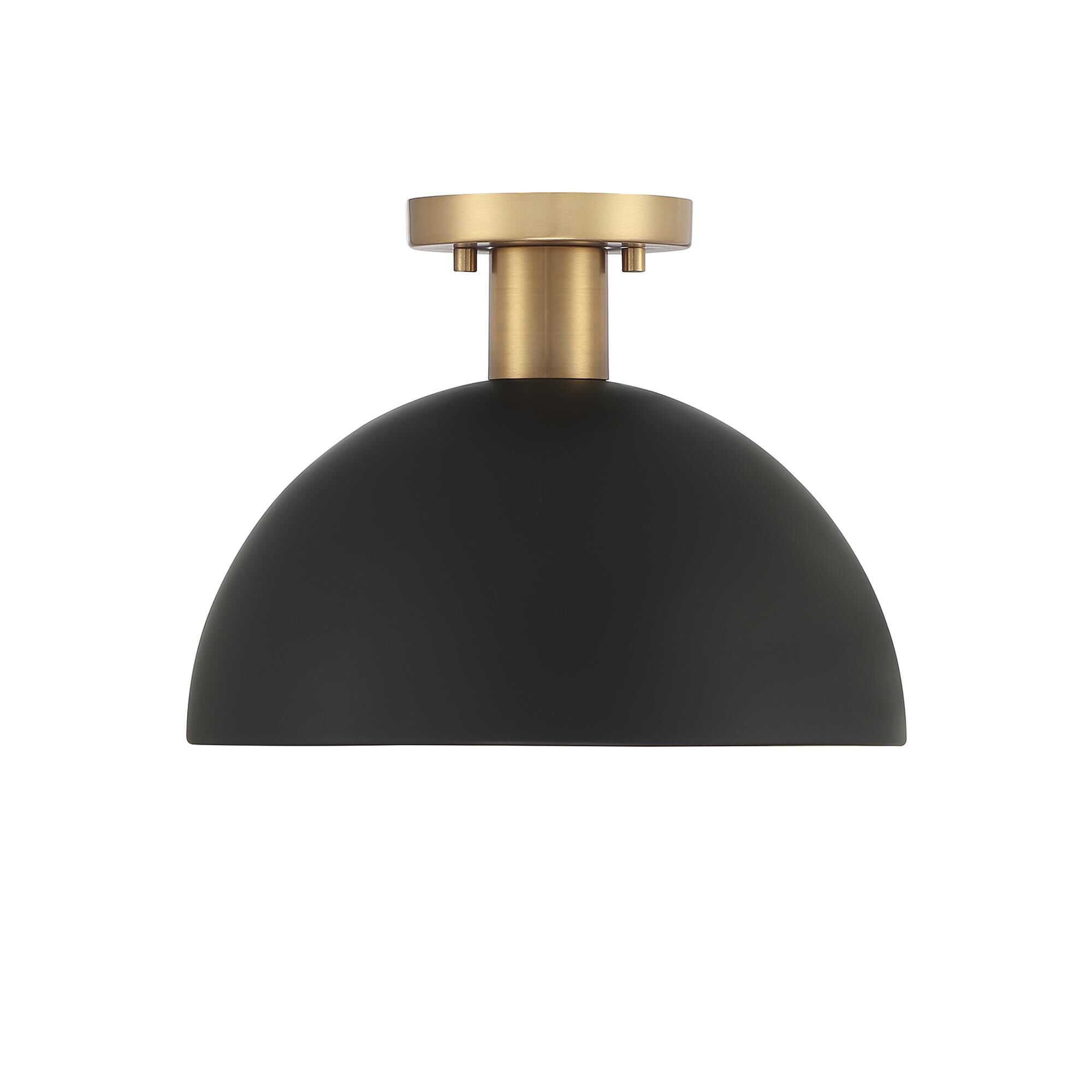 Shown in Matte Black With Natural Brass finish and Metal shade